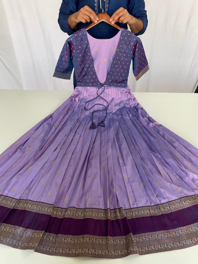 203035 HIT DESIGN SILK BLEND WITH ZARI BUTTI FULL STITCH PLUS SIZE GOWN 