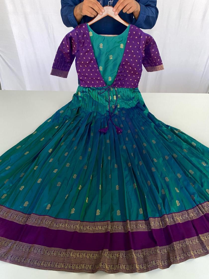 203035 HIT DESIGN SILK BLEND WITH ZARI BUTTI FULL STITCH PLUS SIZE GOWN 