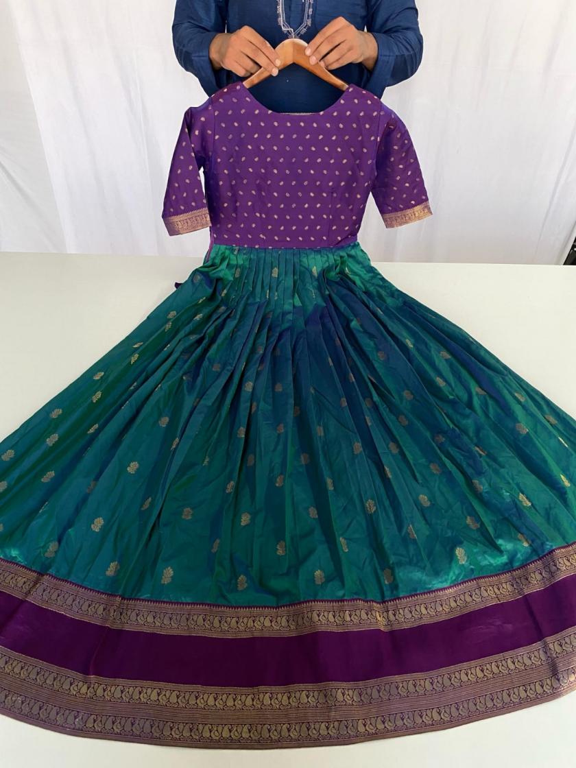 203035 HIT DESIGN SILK BLEND WITH ZARI BUTTI FULL STITCH PLUS SIZE GOWN 