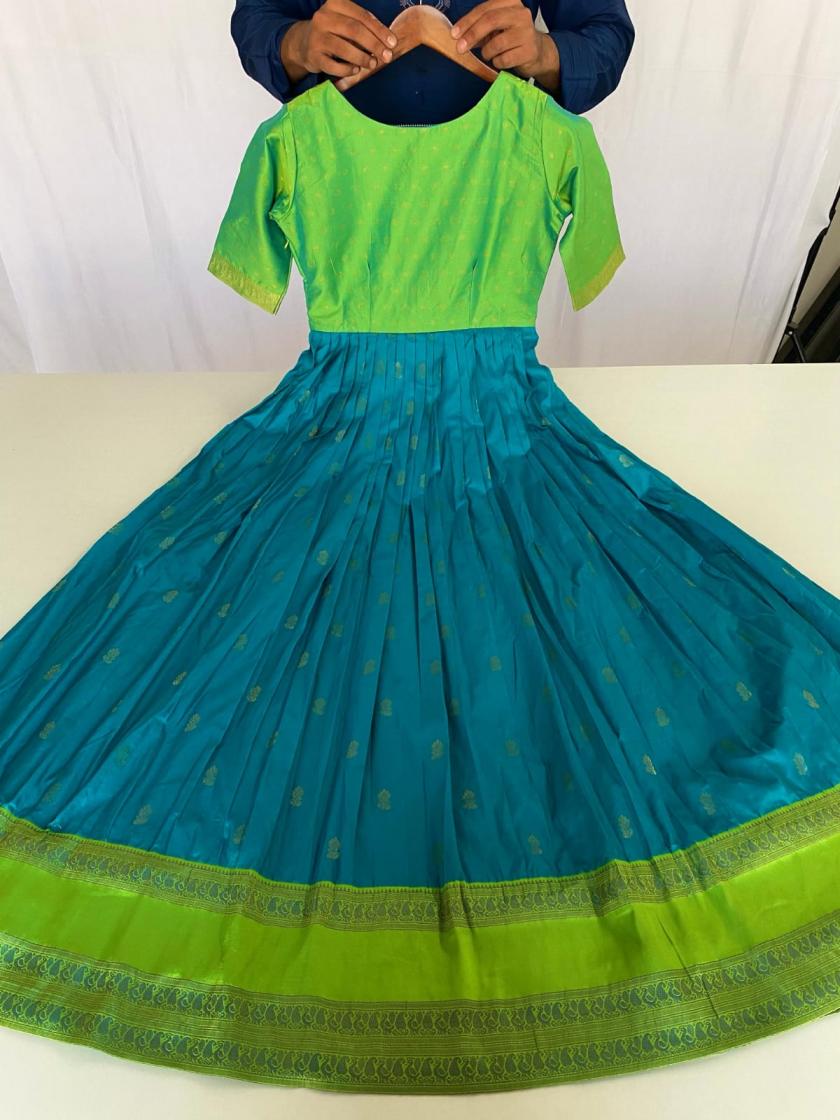 203035 HIT DESIGN SILK BLEND WITH ZARI BUTTI FULL STITCH PLUS SIZE GOWN 