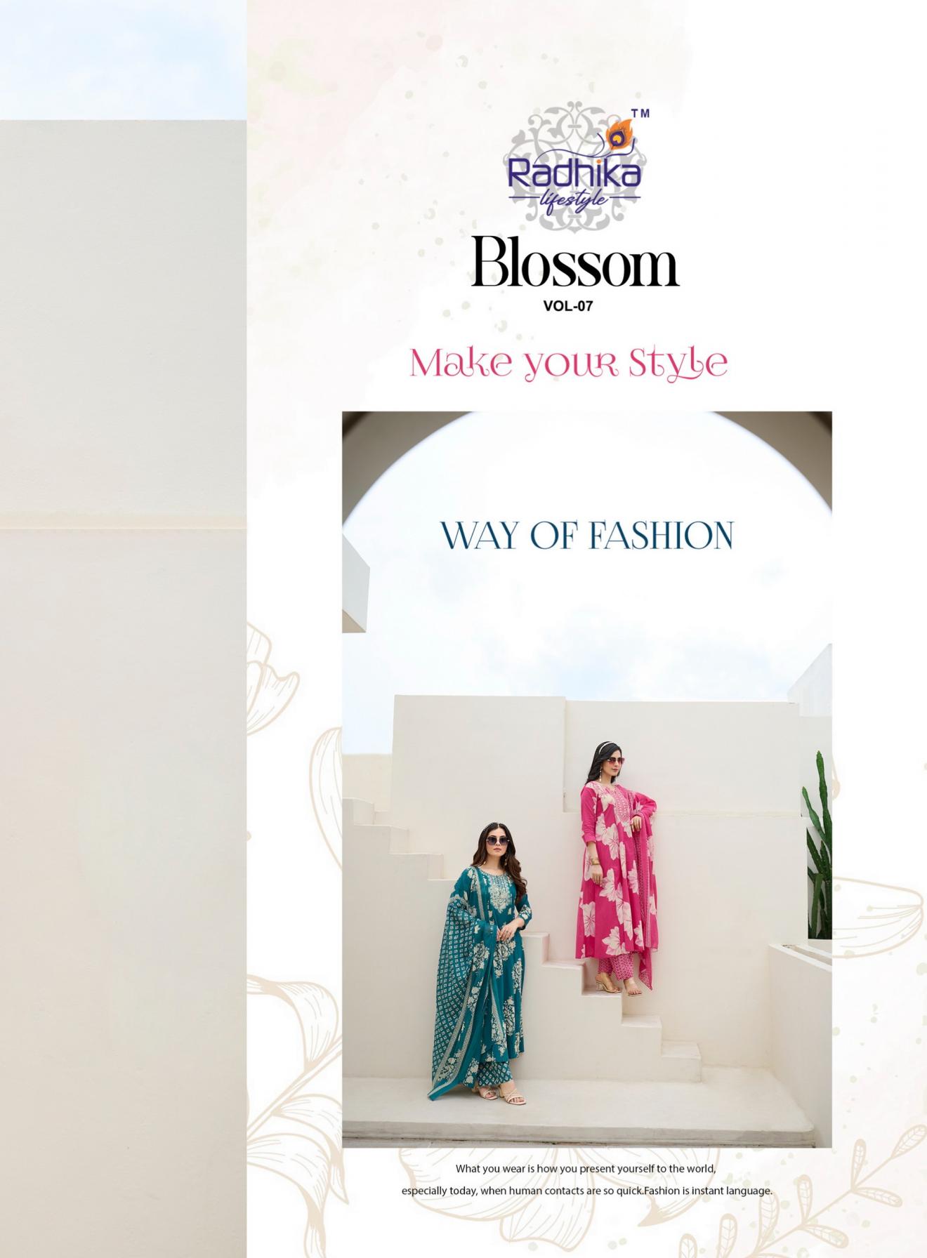 BLOSSOM VOL 7 BY RADHIKA LIFESTYLE COTTON FANCY READYMADE BIG SIZE PLAZZO SUITS 