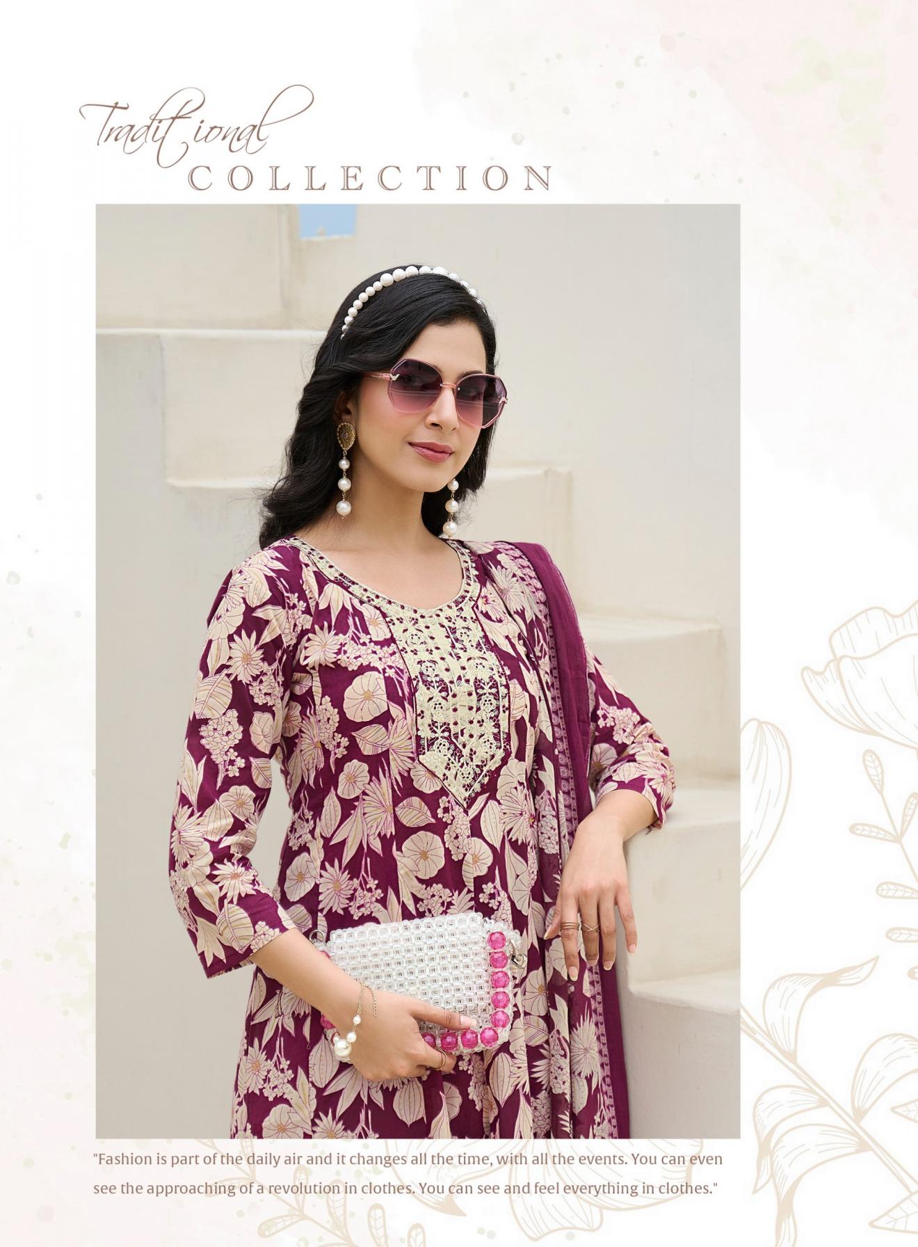 BLOSSOM VOL 7 BY RADHIKA LIFESTYLE COTTON FANCY READYMADE BIG SIZE PLAZZO SUITS 