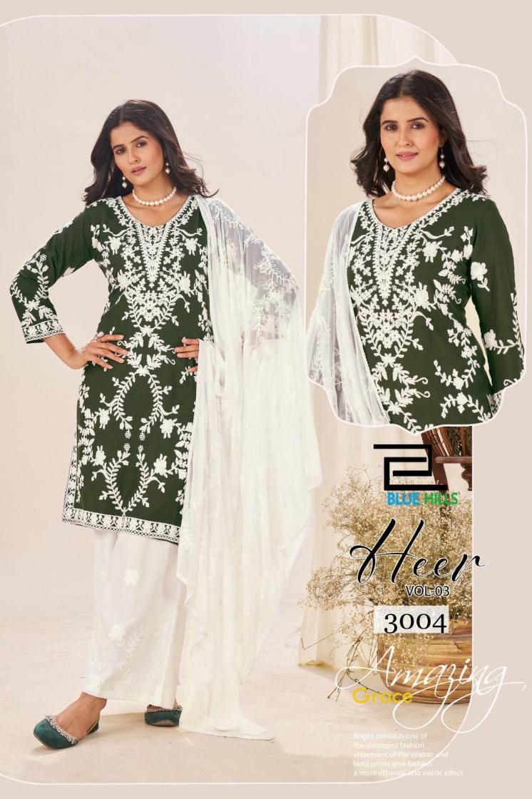 HEER VOL 3 BY BLUE HILLS RAYON FULL STITCH PLUS SIZE PLAZZO SUITS 
