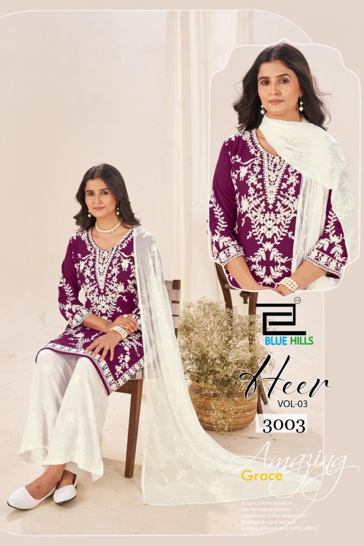 HEER VOL 3 BY BLUE HILLS RAYON FULL STITCH PLUS SIZE PLAZZO SUITS 
