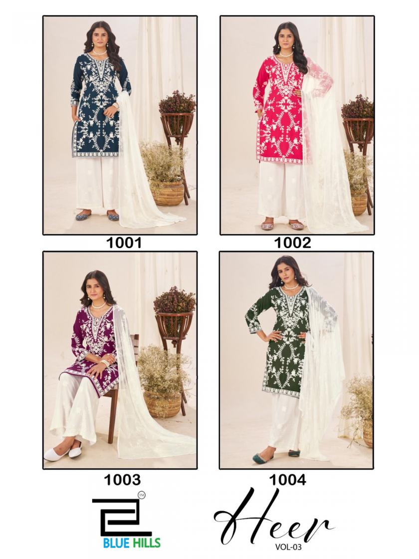 HEER VOL 3 BY BLUE HILLS RAYON FULL STITCH PLUS SIZE PLAZZO SUITS 