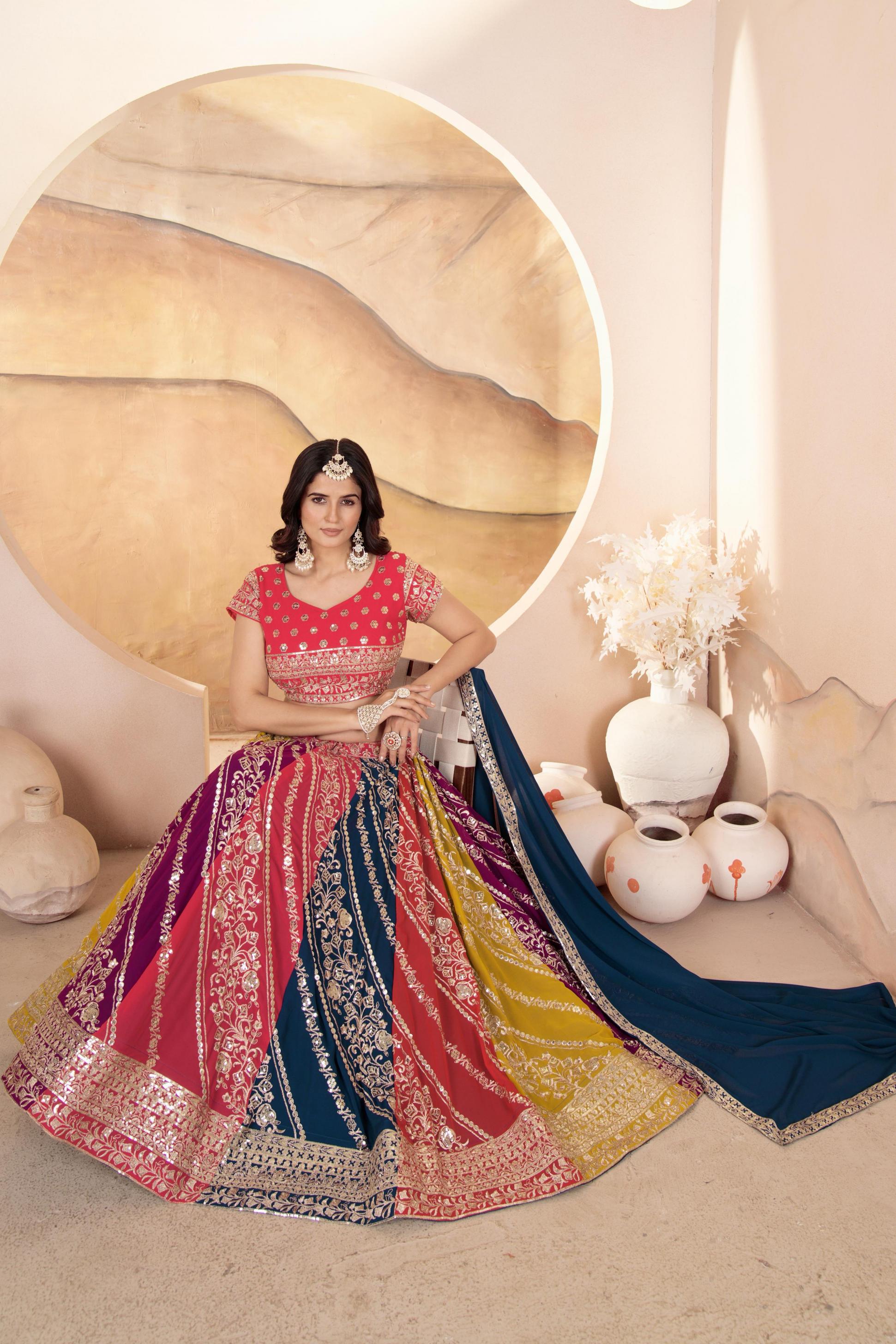 DVD 5069 SHOP TRENDY FAUX GEORGETTE ENGAGEMENT LEHENGA FOR BRIDE 