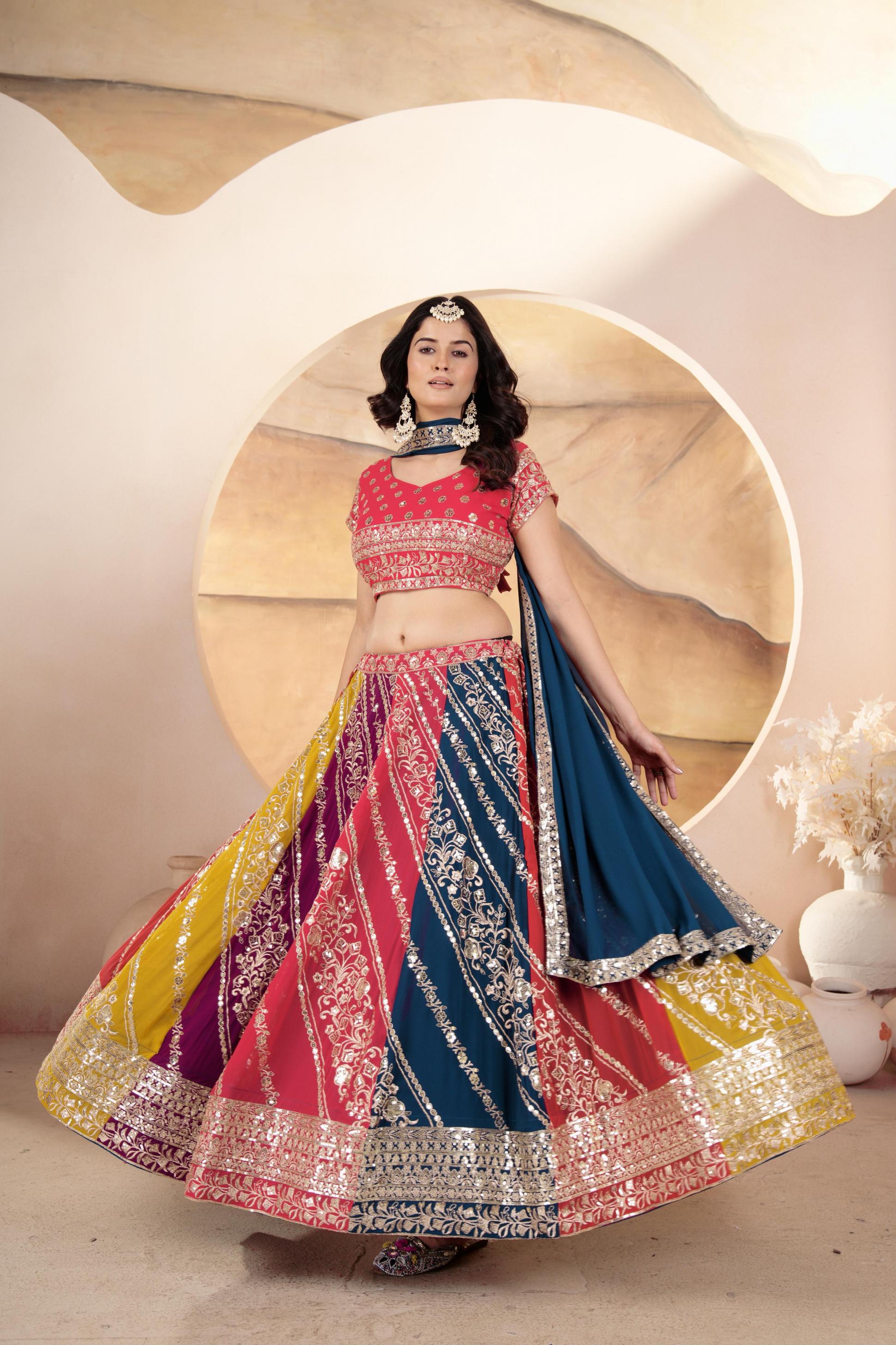 DVD 5069 SHOP TRENDY FAUX GEORGETTE ENGAGEMENT LEHENGA FOR BRIDE 