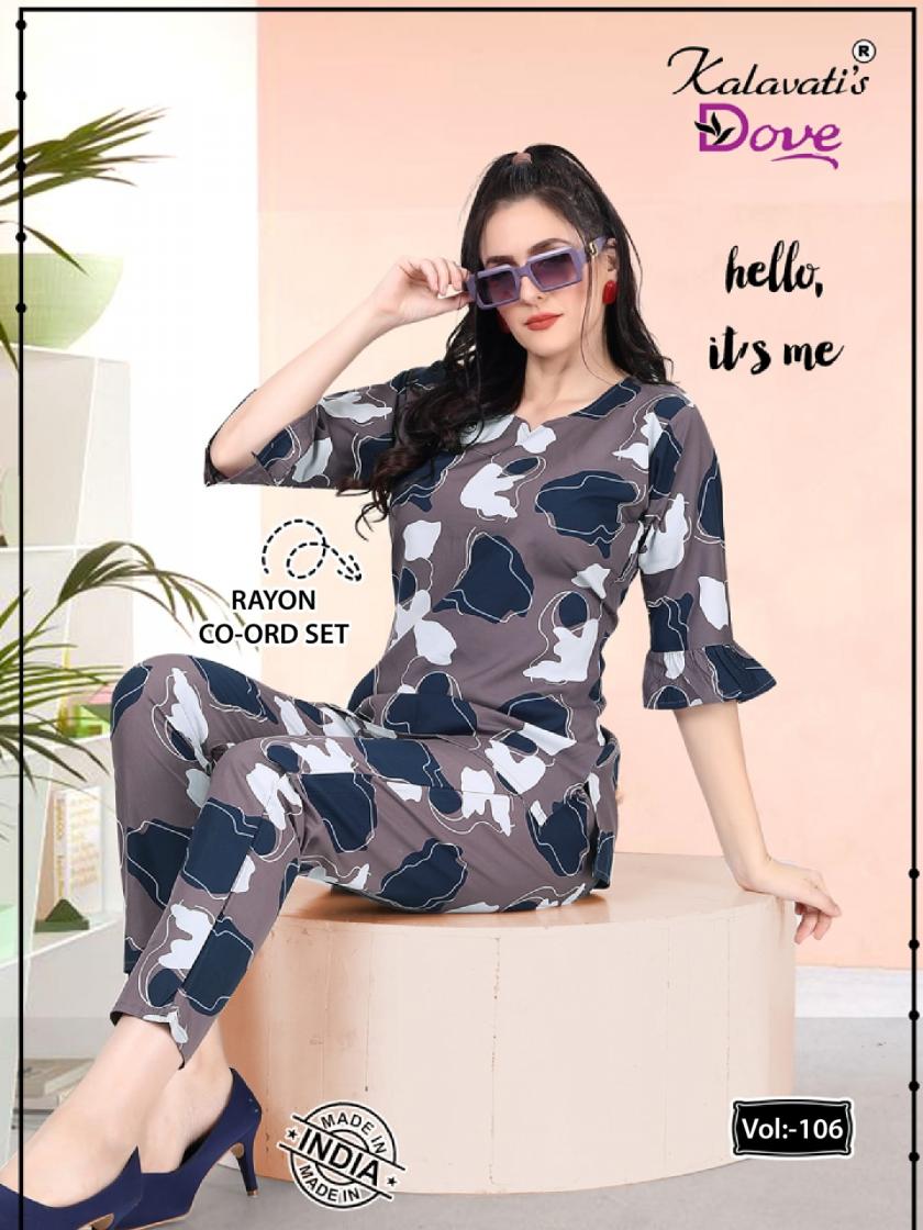 VOL 106 BY KALAVATIS DOVE RAYON FULL STITCH FANCY COMBO CO-ORD SETS ONLINE 