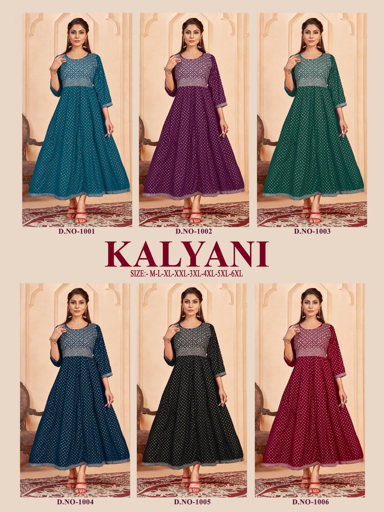 KALYANI LONG READYMADE RAYON BIG SIZE FLAIRED DRESS