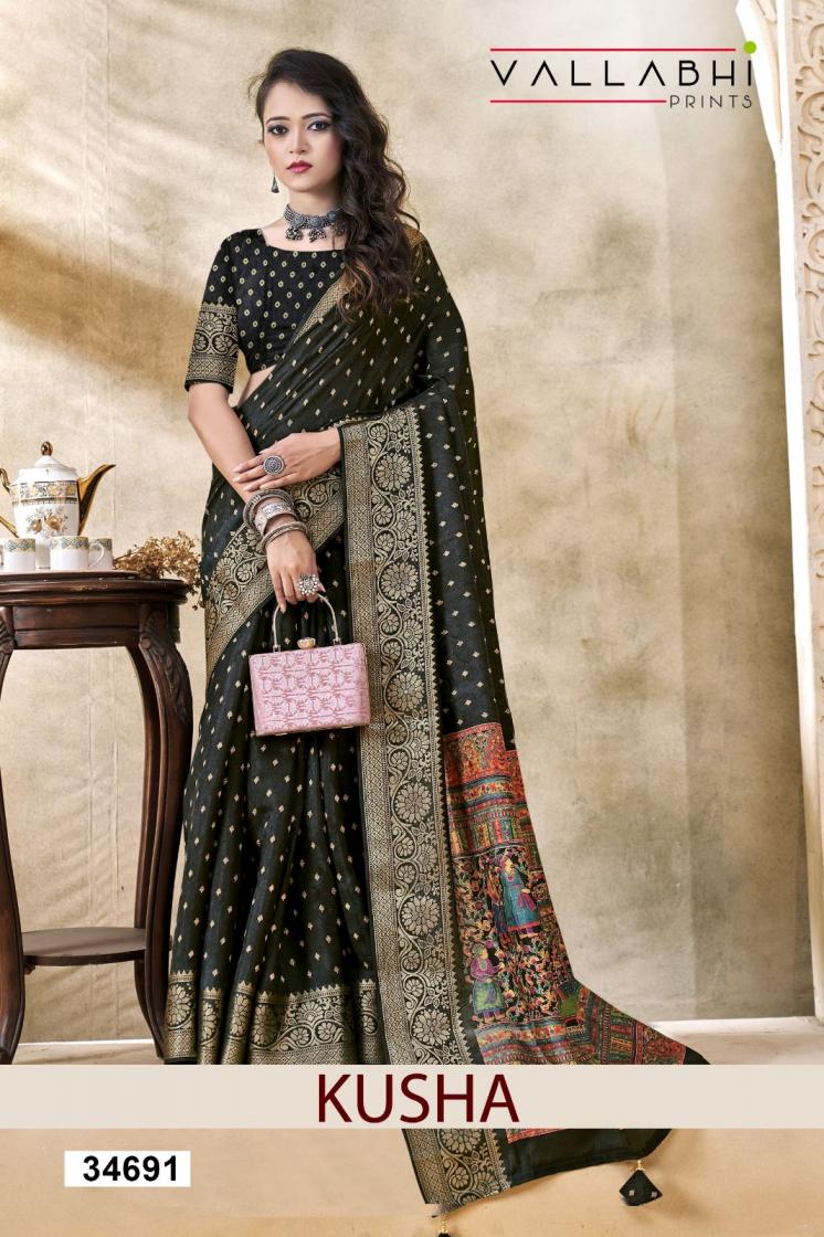 VALLABHI PRINTS KUSHA UNIQUE COLOURS DOLA SILK SAREES 