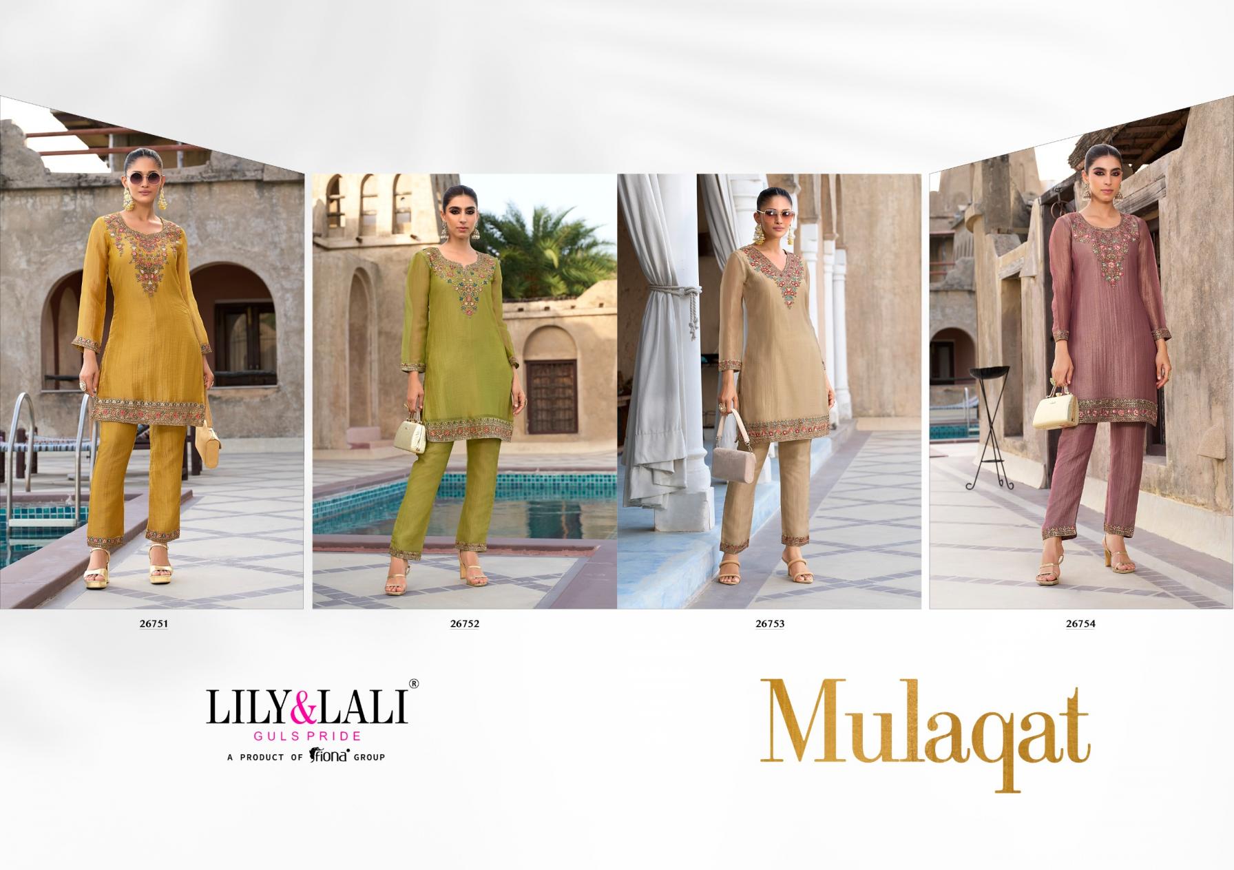 MULAQAT BY LILY & LALI SIMMER SILK FULL STITCH CLASSIC CO-ORD ONLINE 