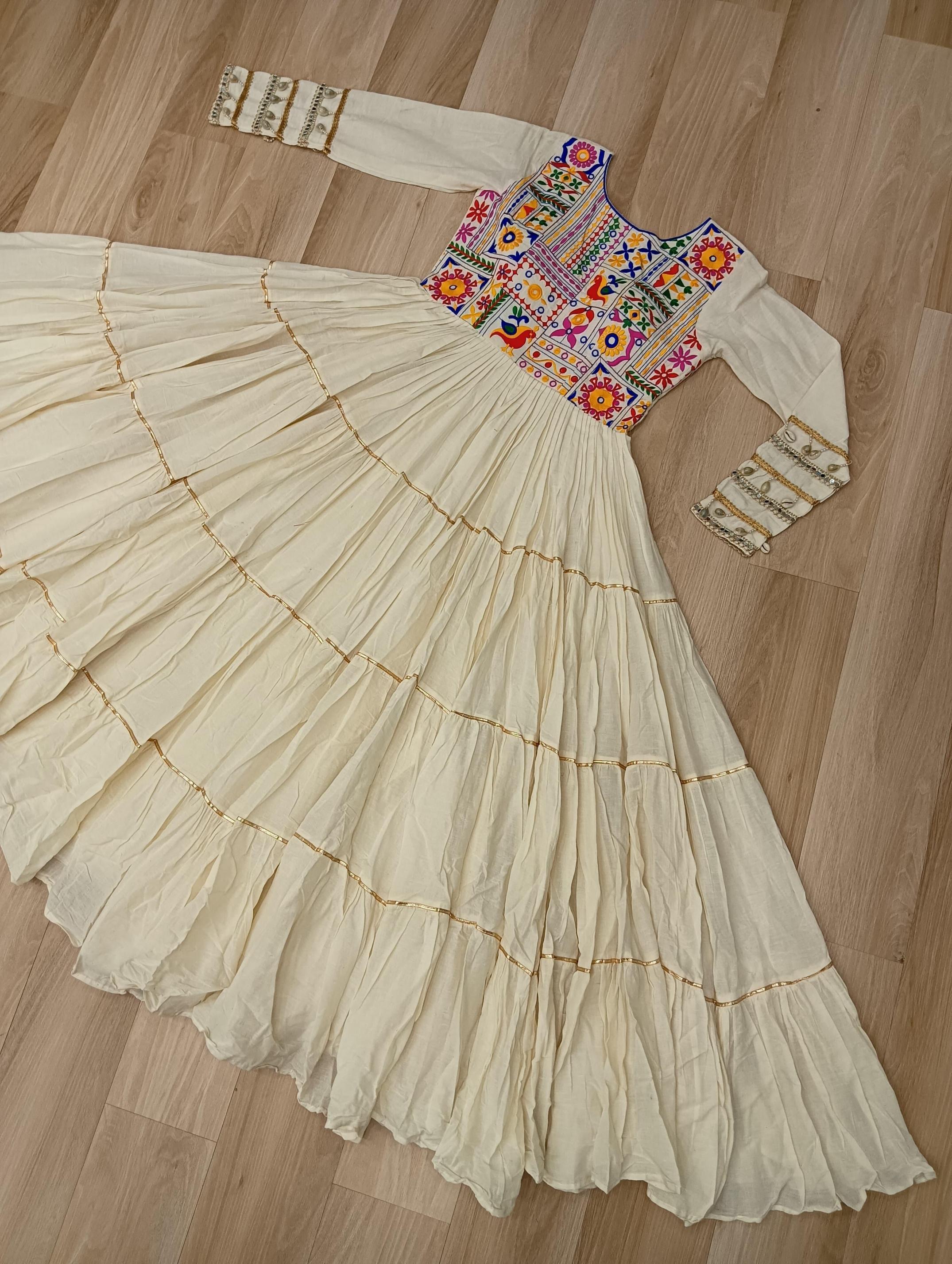 LW 9253 FULL STITCH NAVRATRI SPECIAL KORA COTTON THREAD WORK GOWNS 