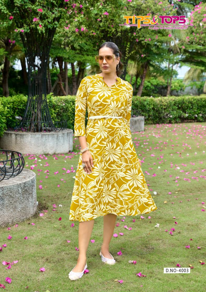 TIPS & TOPS MIMI VOL 4 RAYON STYLISH FULL STITCH A-LINE PLUS SIZE KURTI