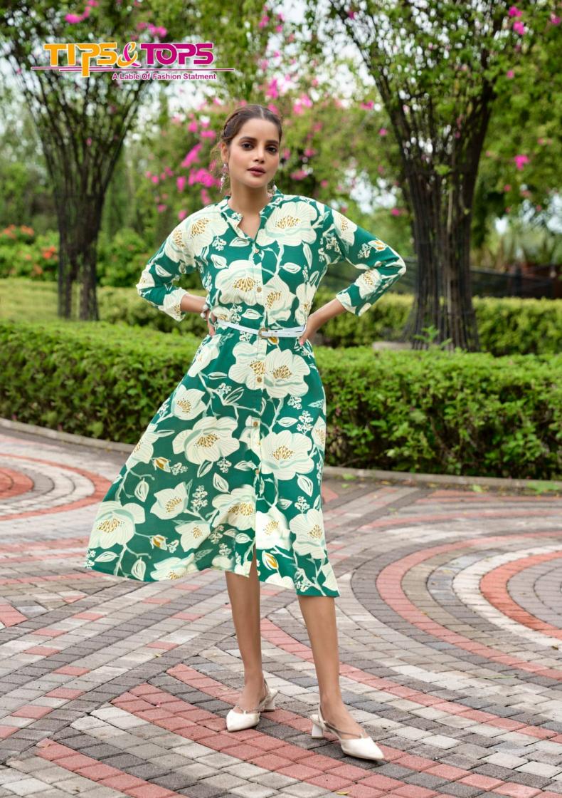 TIPS & TOPS MIMI VOL 4 RAYON STYLISH FULL STITCH A-LINE PLUS SIZE KURTI