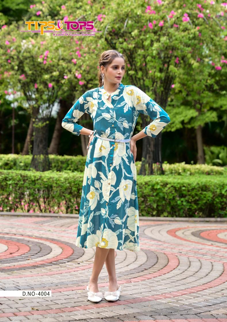TIPS & TOPS MIMI VOL 4 RAYON STYLISH FULL STITCH A-LINE PLUS SIZE KURTI