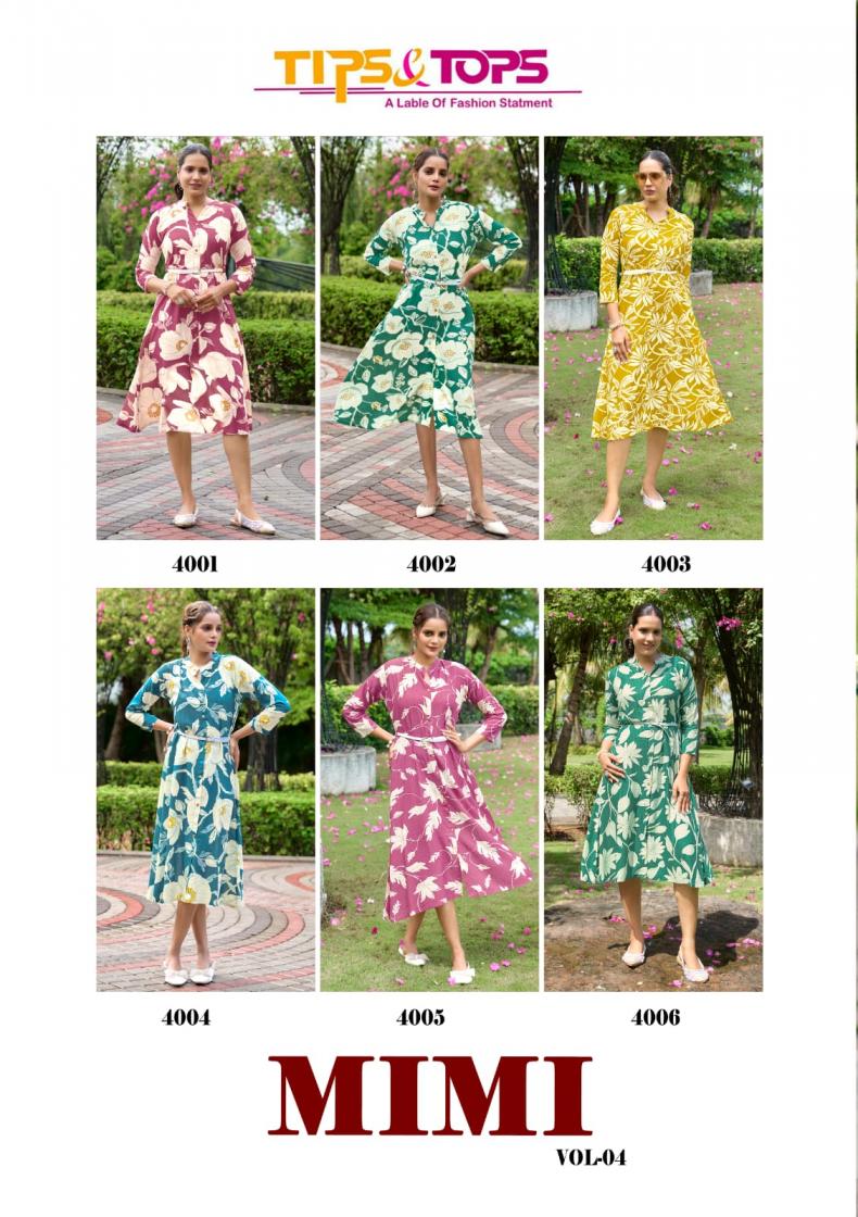 TIPS & TOPS MIMI VOL 4 RAYON STYLISH FULL STITCH A-LINE PLUS SIZE KURTI