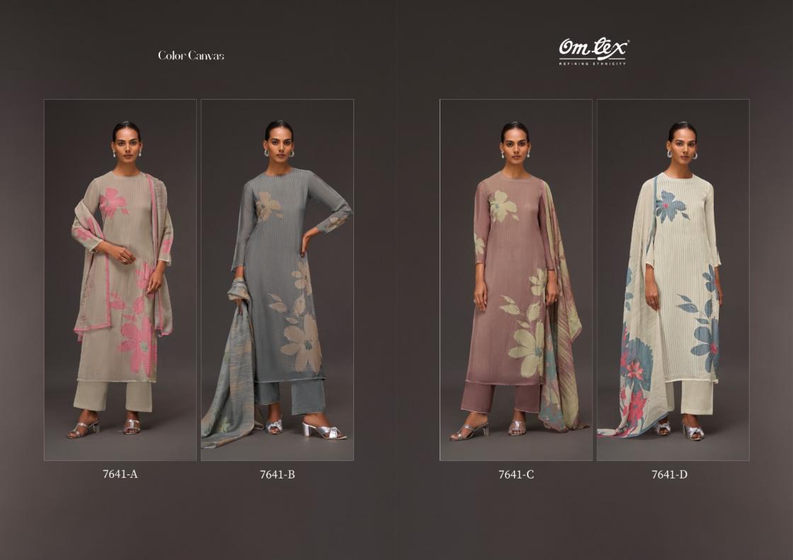 COLOR CANVAS BY OMTEX ORGANZA STYLISH DRESS MATERIALS 