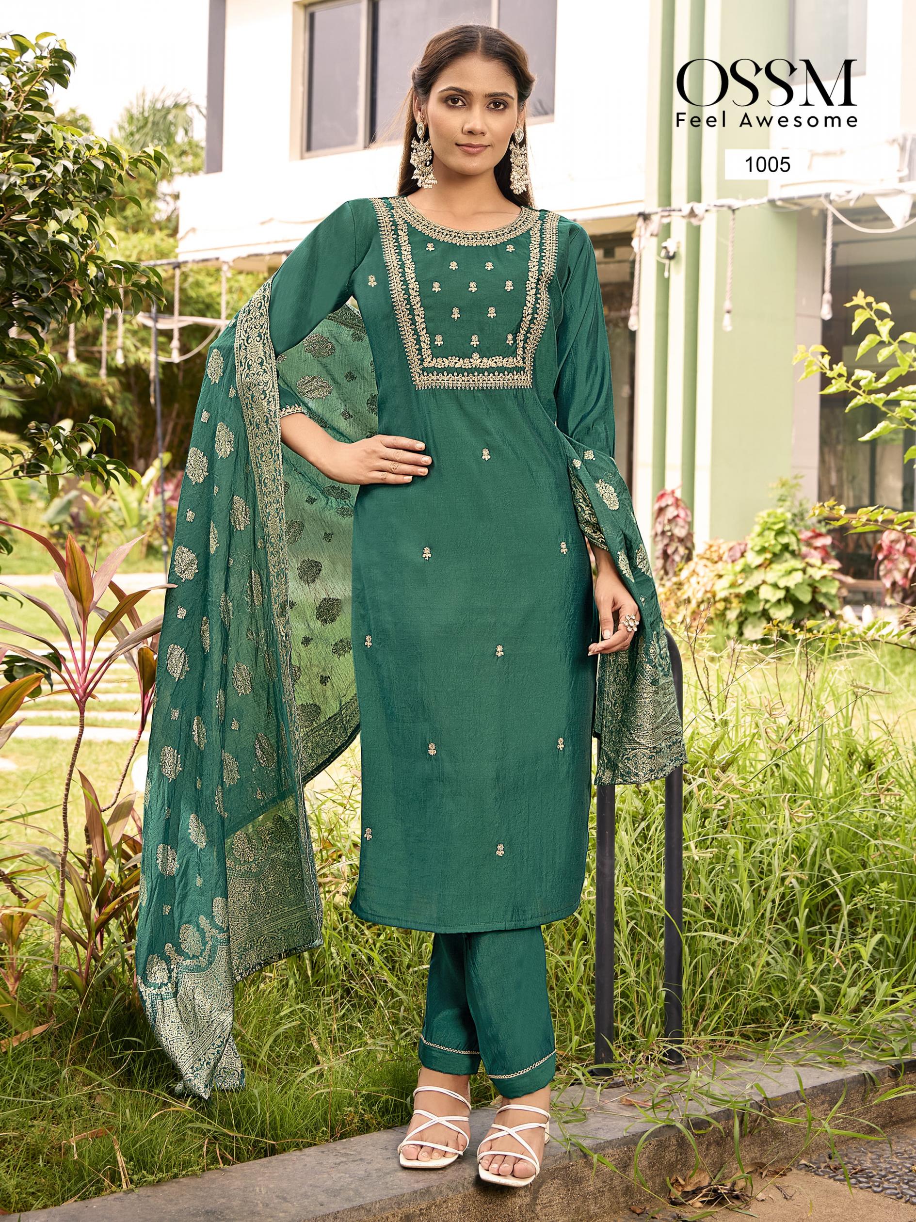 MONALISA VOL 5 BY OSSM FULL STITCH PLUS SIZE VISCOSE ROMAN SILK 3PCS DRESS