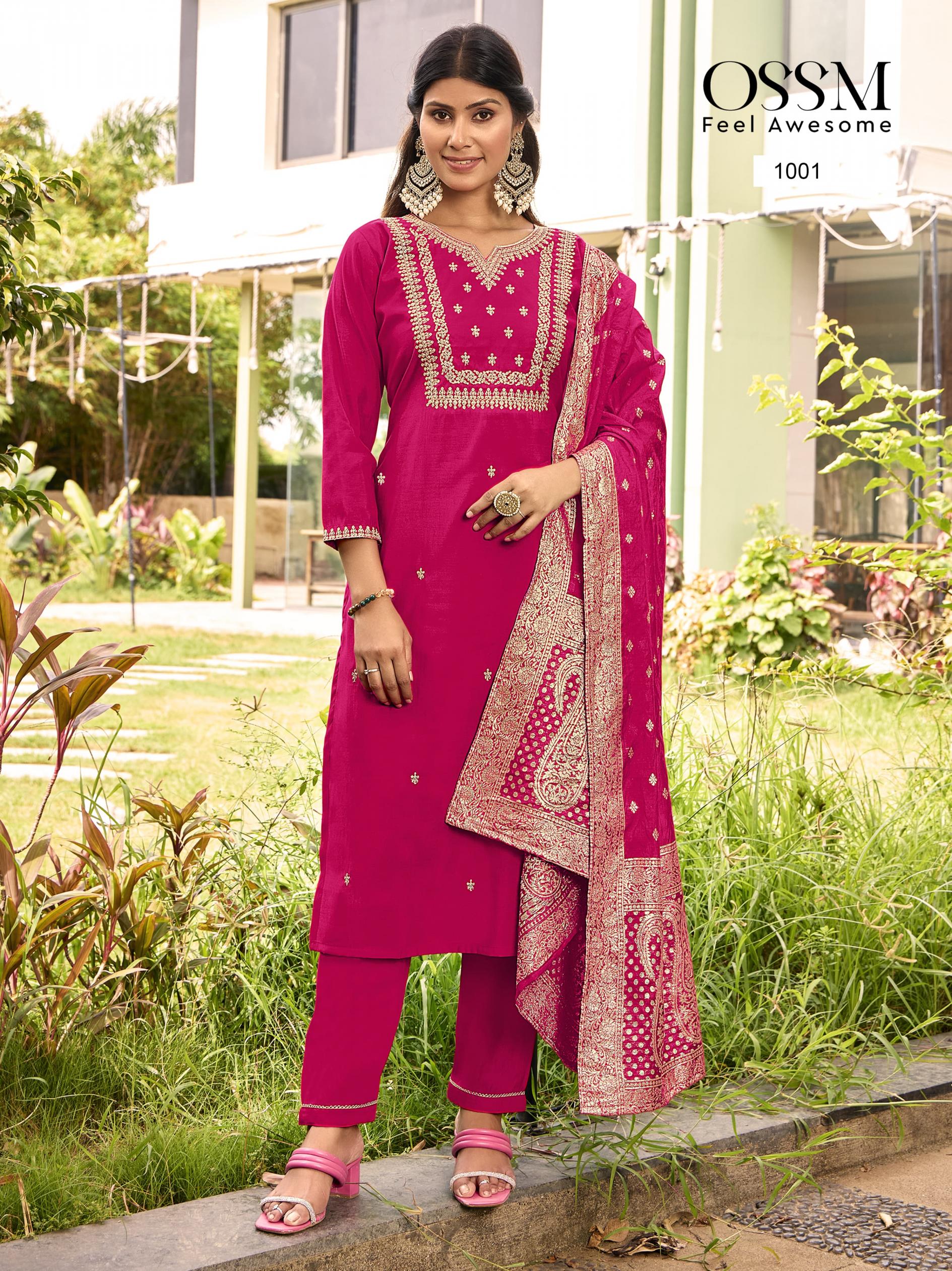 MONALISA VOL 5 BY OSSM FULL STITCH PLUS SIZE VISCOSE ROMAN SILK 3PCS DRESS