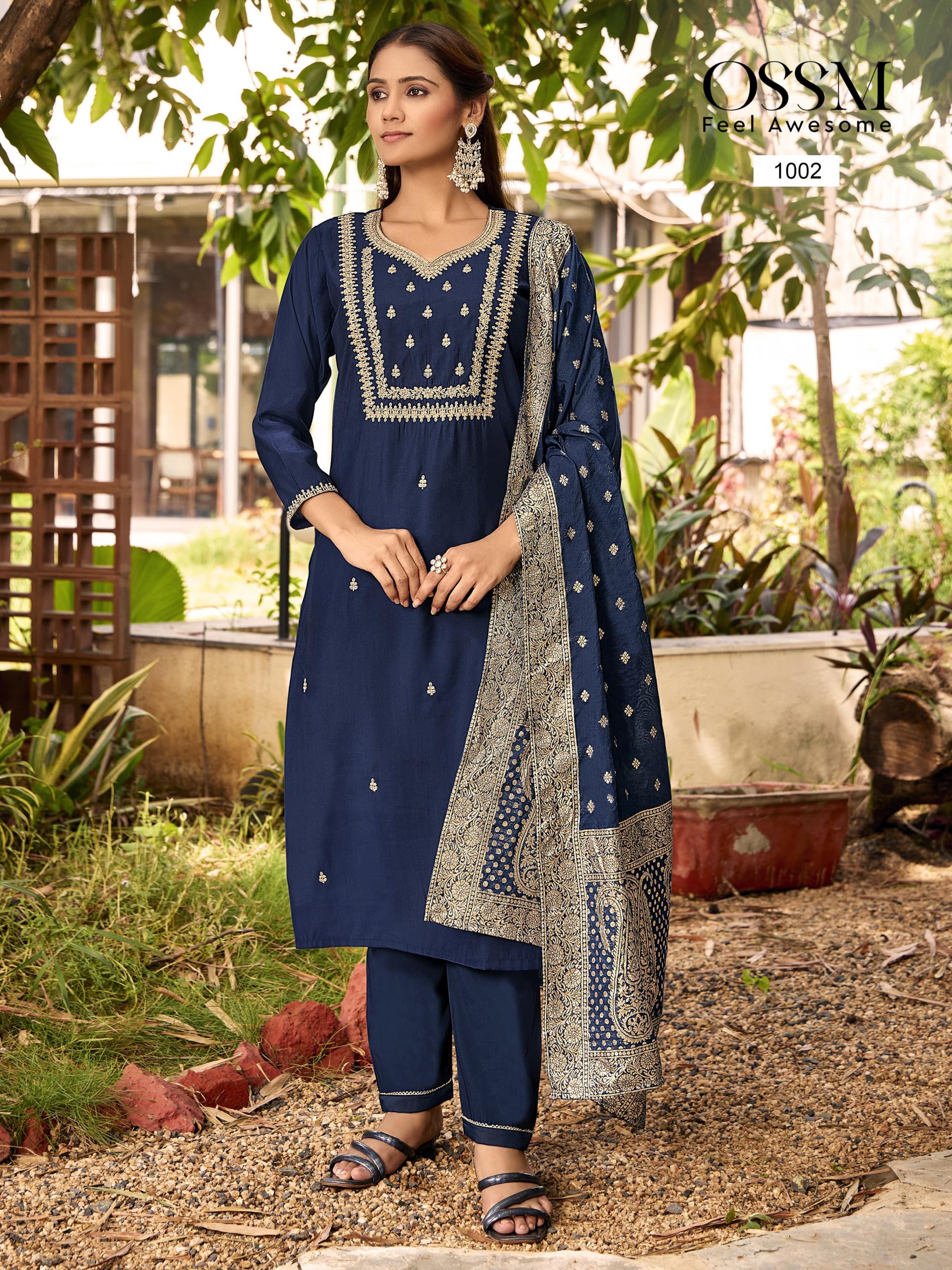 MONALISA VOL 5 BY OSSM FULL STITCH PLUS SIZE VISCOSE ROMAN SILK 3PCS DRESS