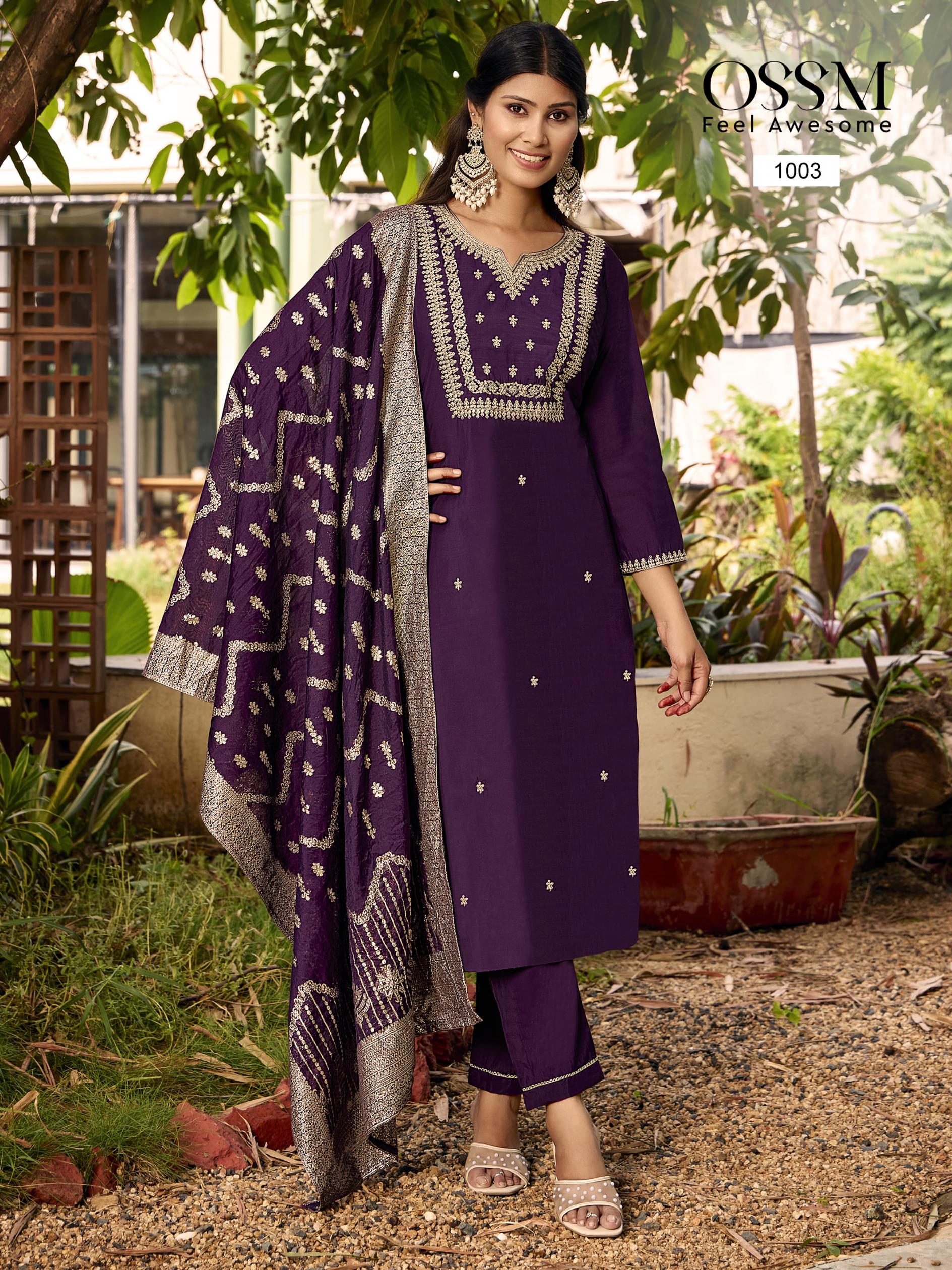 MONALISA VOL 5 BY OSSM FULL STITCH PLUS SIZE VISCOSE ROMAN SILK 3PCS DRESS