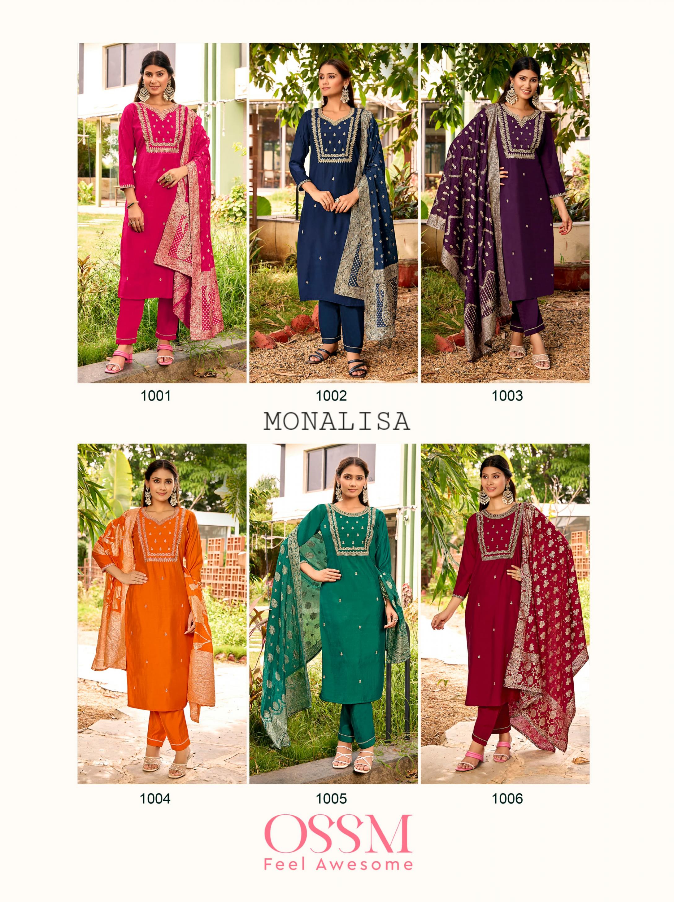 MONALISA VOL 5 BY OSSM FULL STITCH PLUS SIZE VISCOSE ROMAN SILK 3PCS DRESS