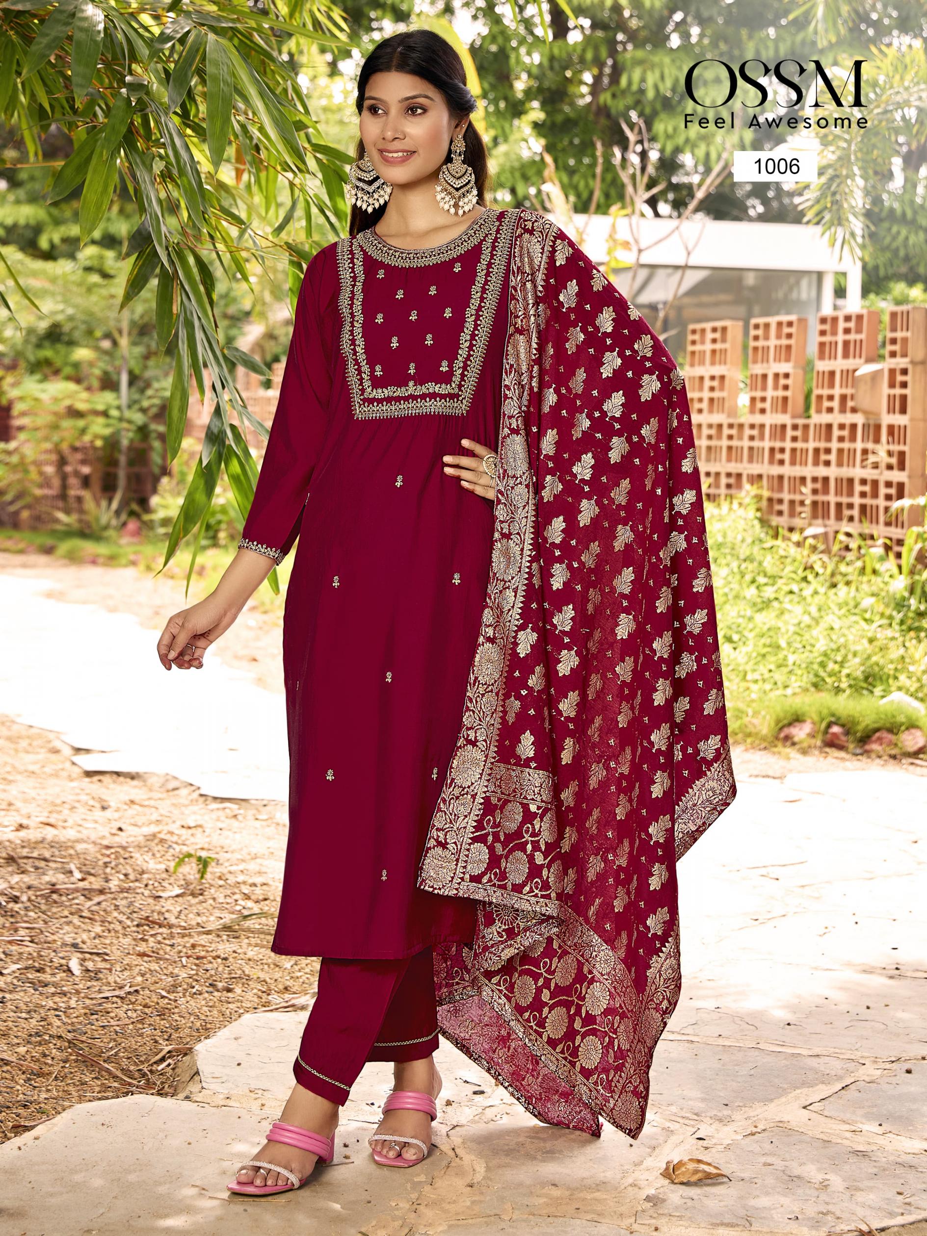 MONALISA VOL 5 BY OSSM FULL STITCH PLUS SIZE VISCOSE ROMAN SILK 3PCS DRESS