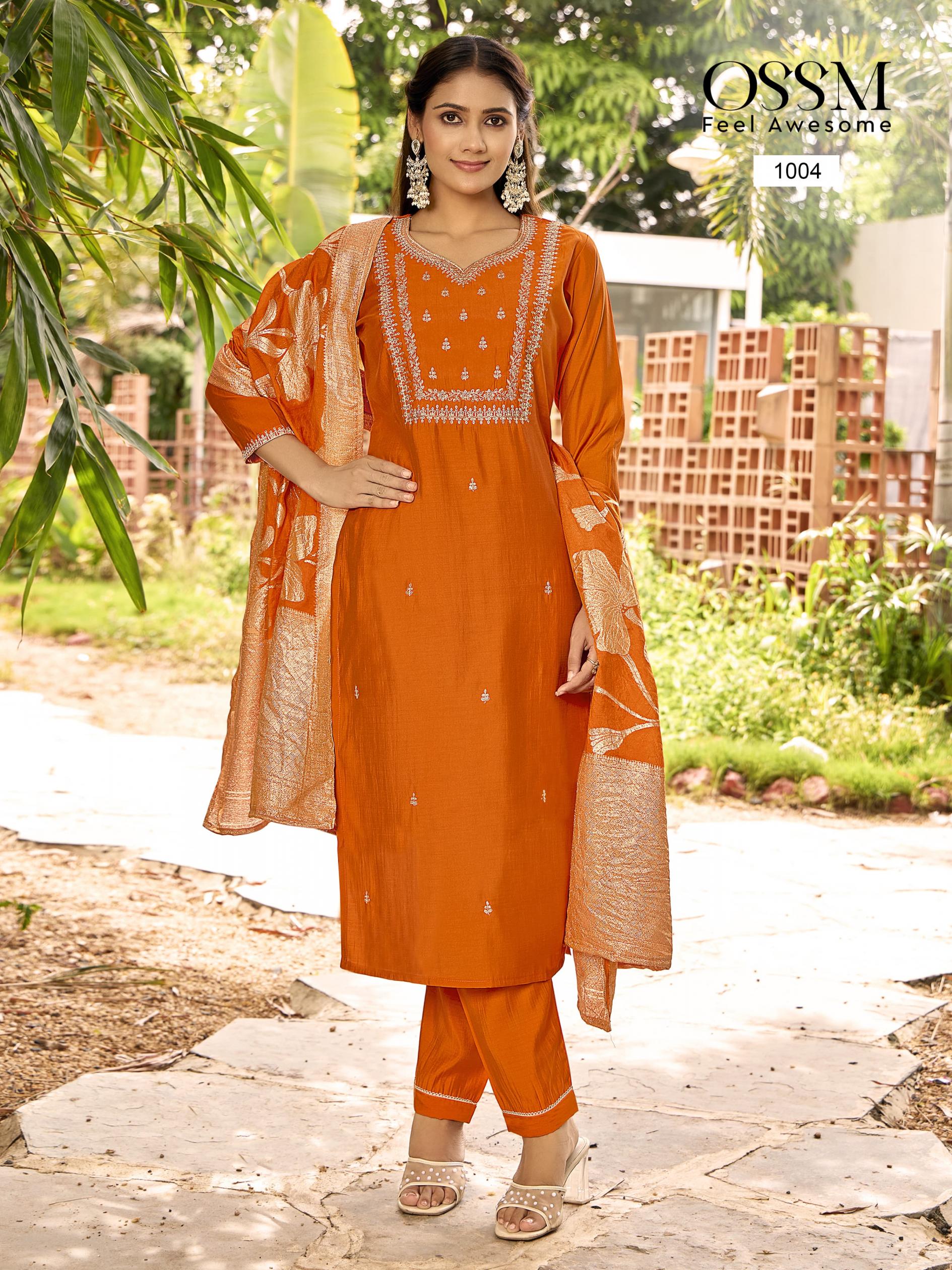 MONALISA VOL 5 BY OSSM FULL STITCH PLUS SIZE VISCOSE ROMAN SILK 3PCS DRESS