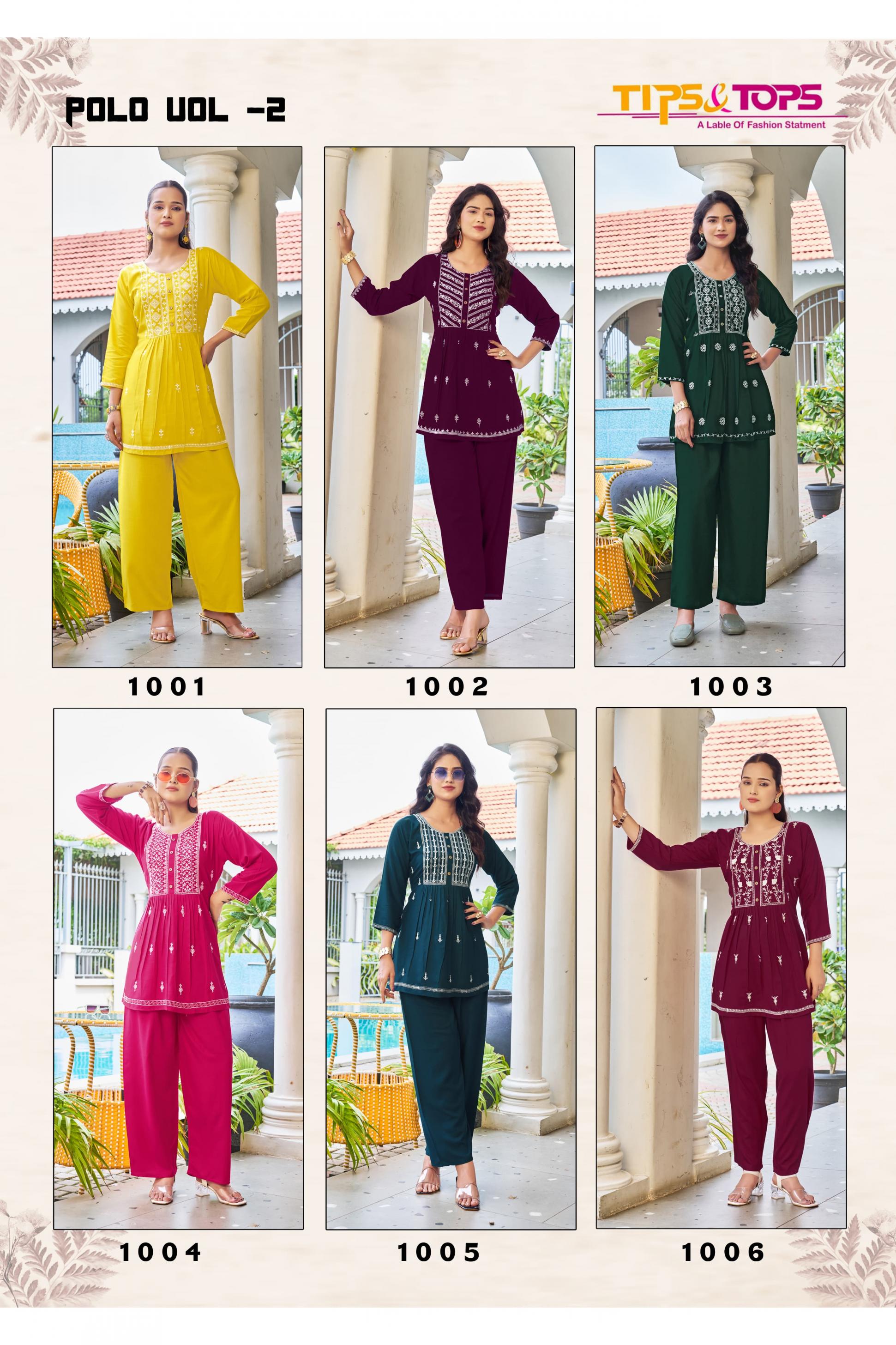 TIPS & TOPS POLO VOL 2 READYMADE RAYON CLASSIC CO-ORD SETS