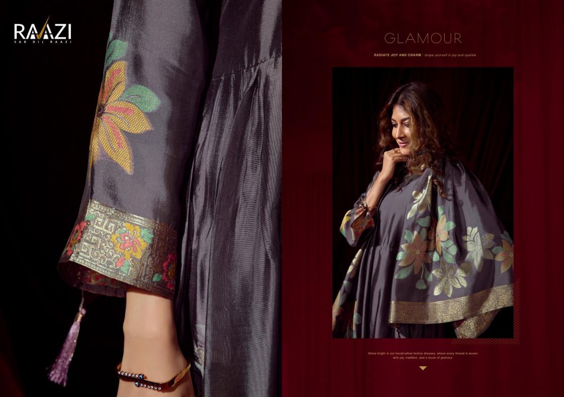 FLORA BY RAAZI RAMA FASHION BEMBERG WOVEN SILK JACQUARD UNSTITCH SUITS 
