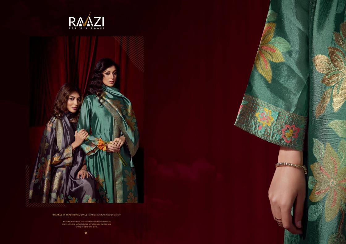 FLORA BY RAAZI RAMA FASHION BEMBERG WOVEN SILK JACQUARD UNSTITCH SUITS 