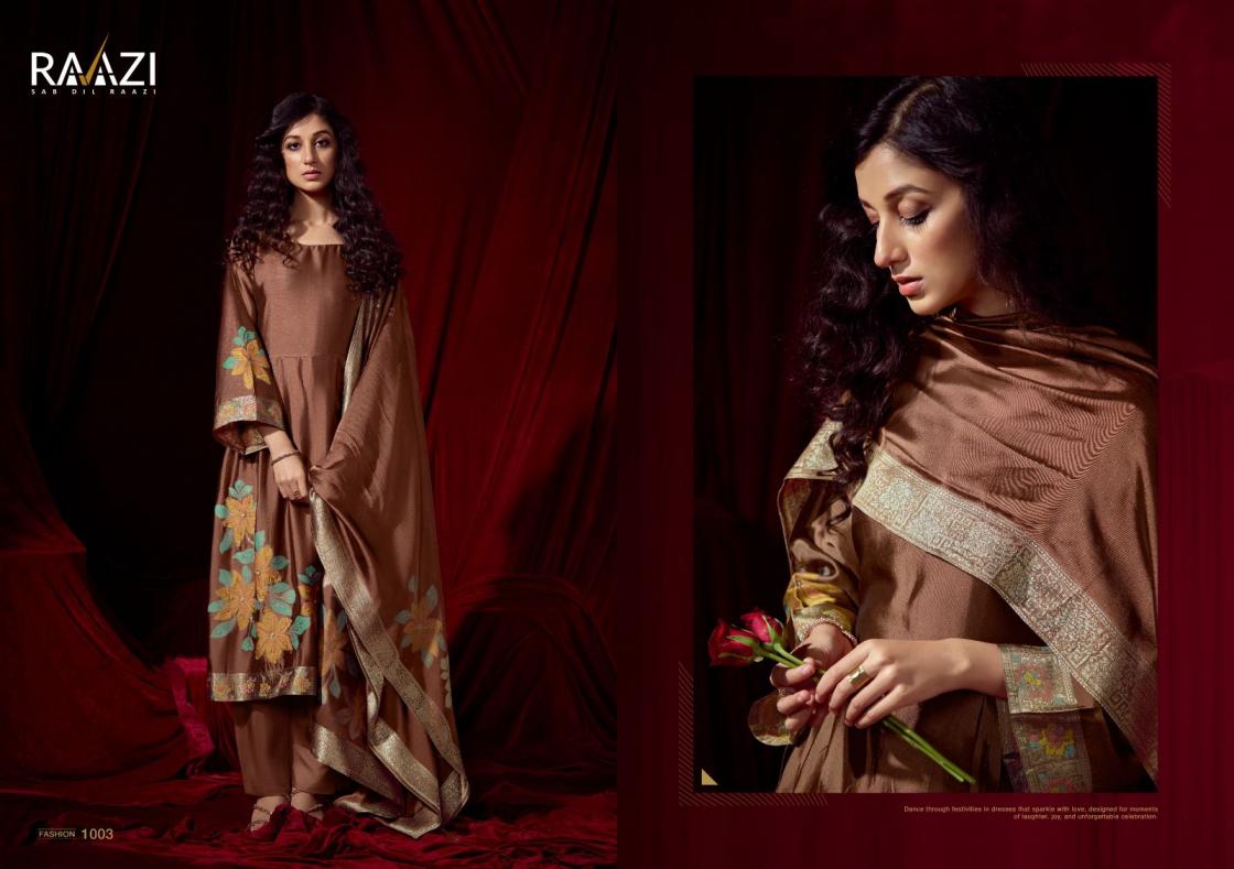 FLORA BY RAAZI RAMA FASHION BEMBERG WOVEN SILK JACQUARD UNSTITCH SUITS 