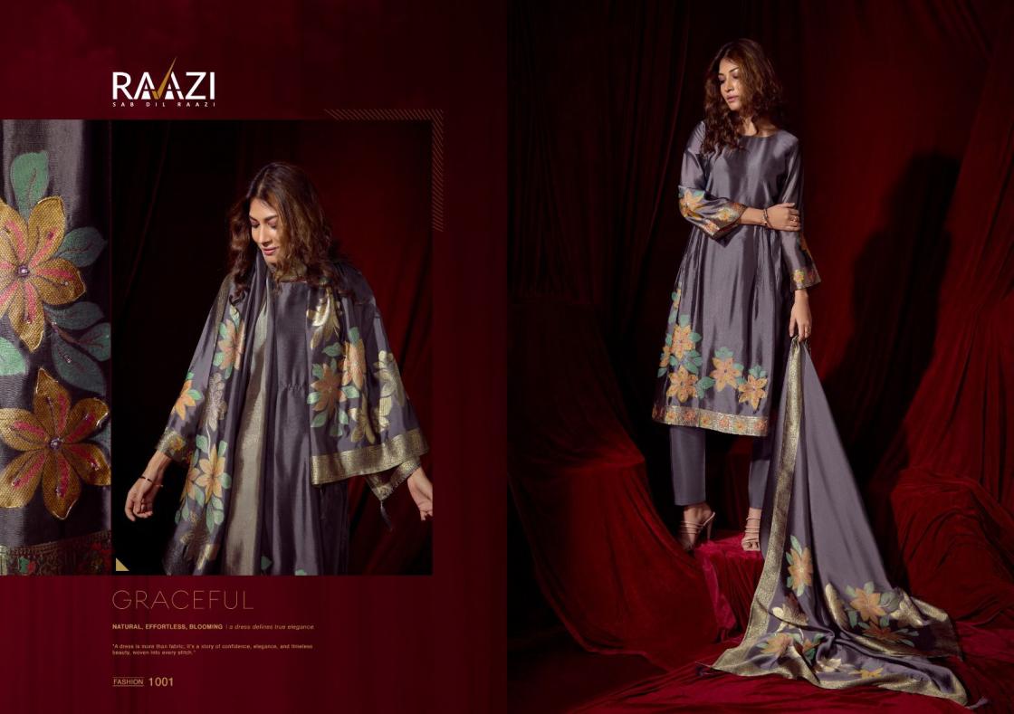 FLORA BY RAAZI RAMA FASHION BEMBERG WOVEN SILK JACQUARD UNSTITCH SUITS 