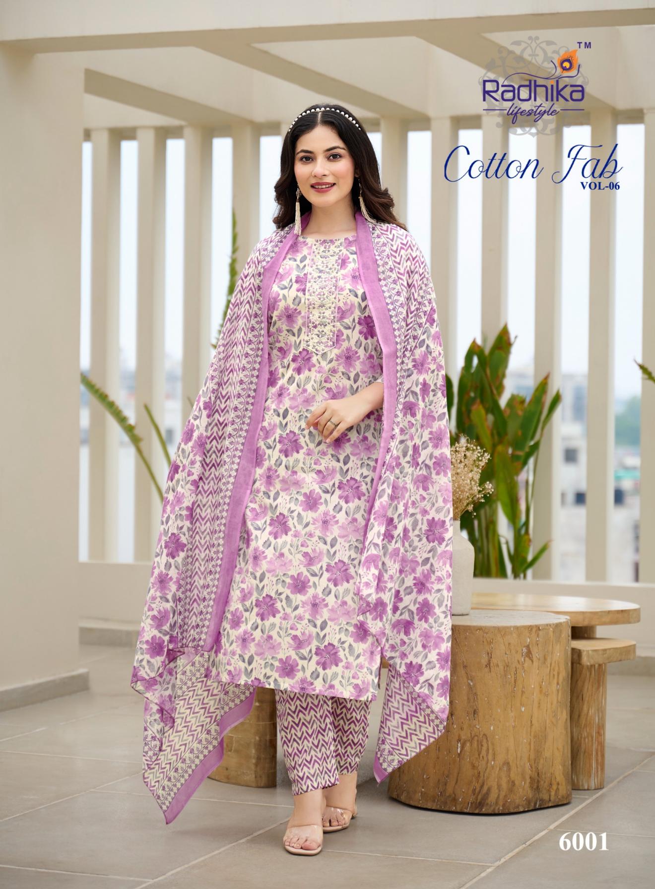 COTTON FAB VOL 6 BY RADHIKA LIFESTYLE COTTON READYMADE PLUS SIZE 3PCS DRESS