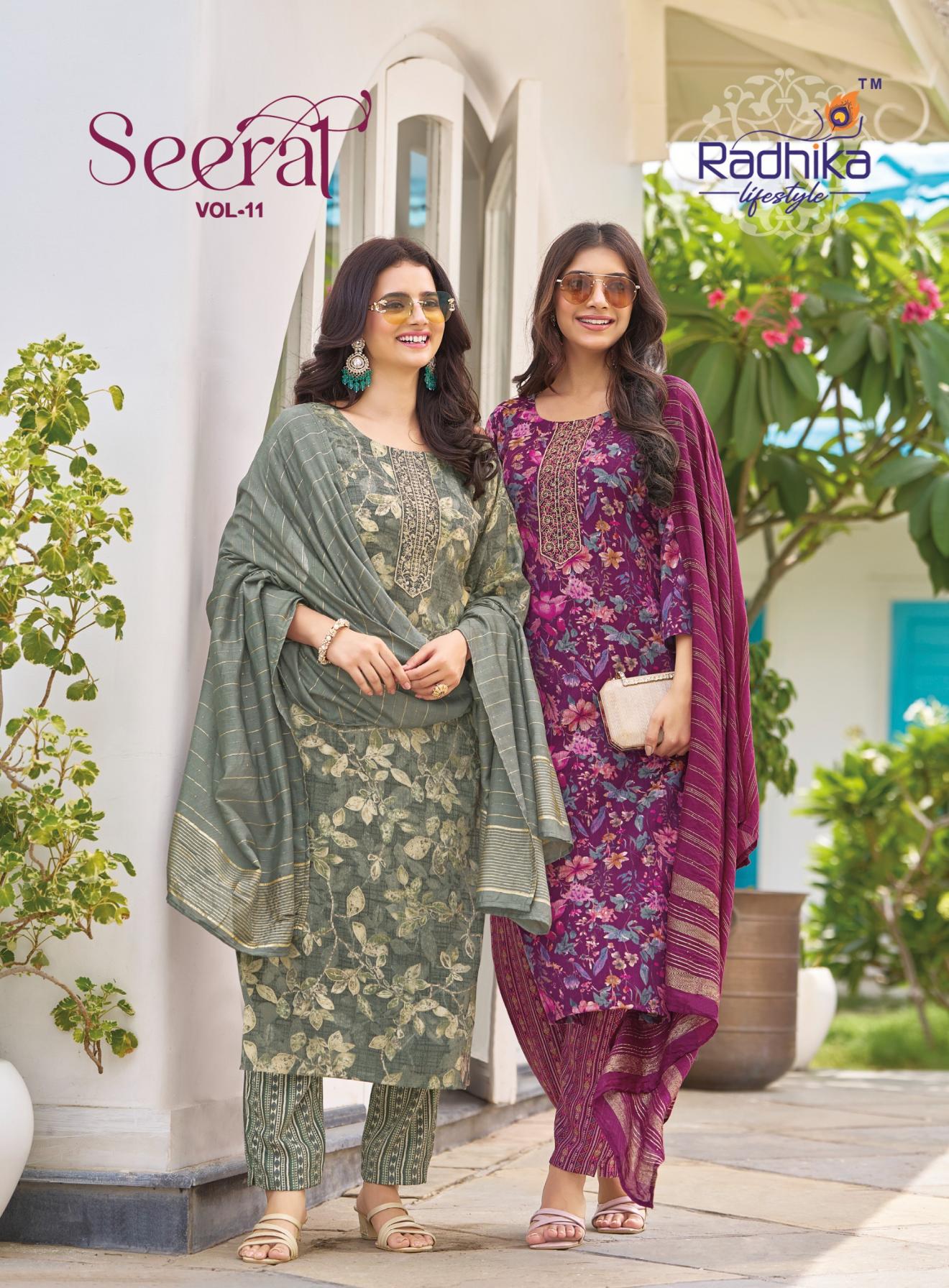 SEERAT VOL 11 BY RADHIKA LIFESTYLE RAYON CAPSULE PLUS SIZE FULL STITCH 3PCS DRESS