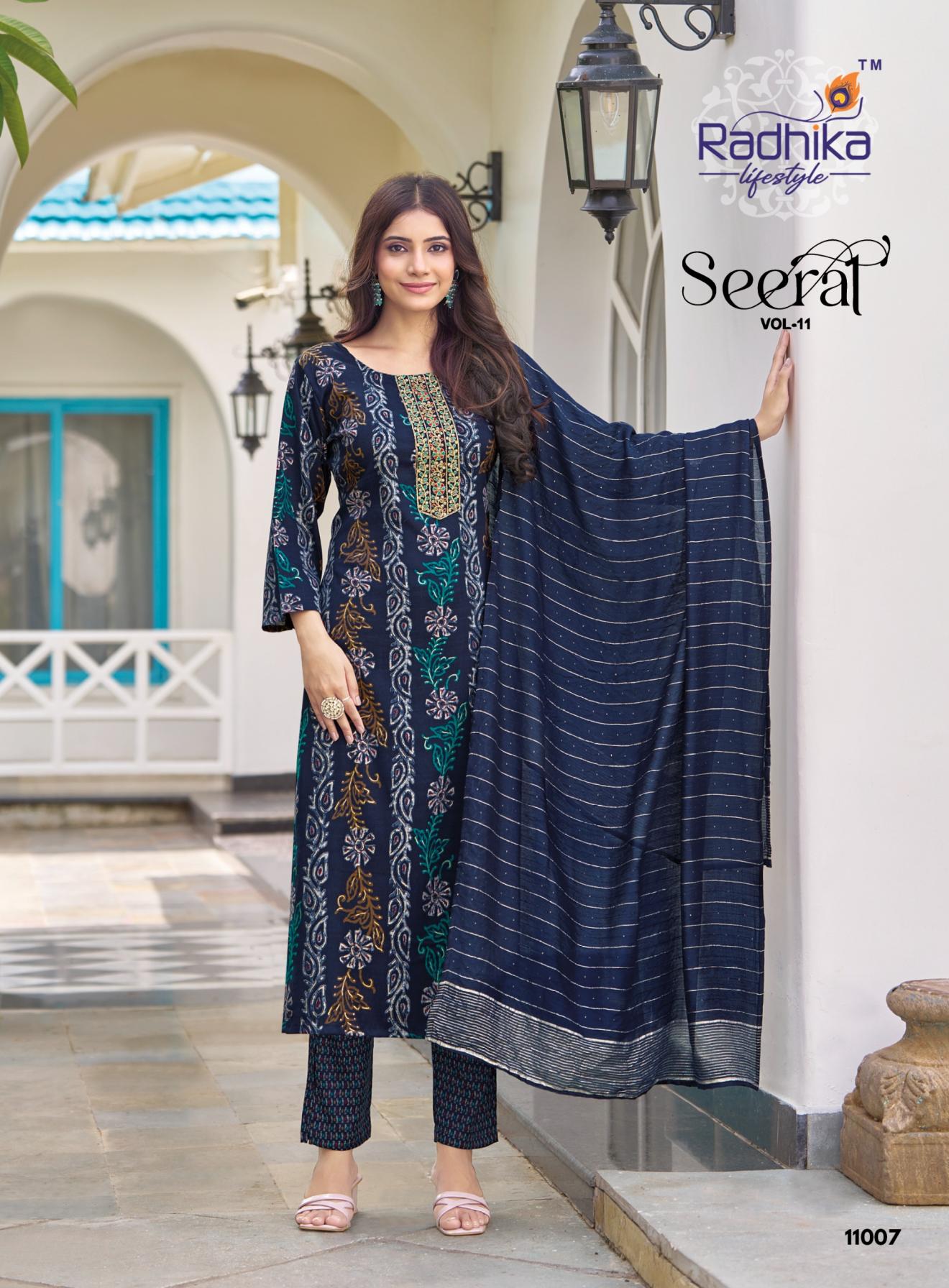 SEERAT VOL 11 BY RADHIKA LIFESTYLE RAYON CAPSULE PLUS SIZE FULL STITCH 3PCS DRESS