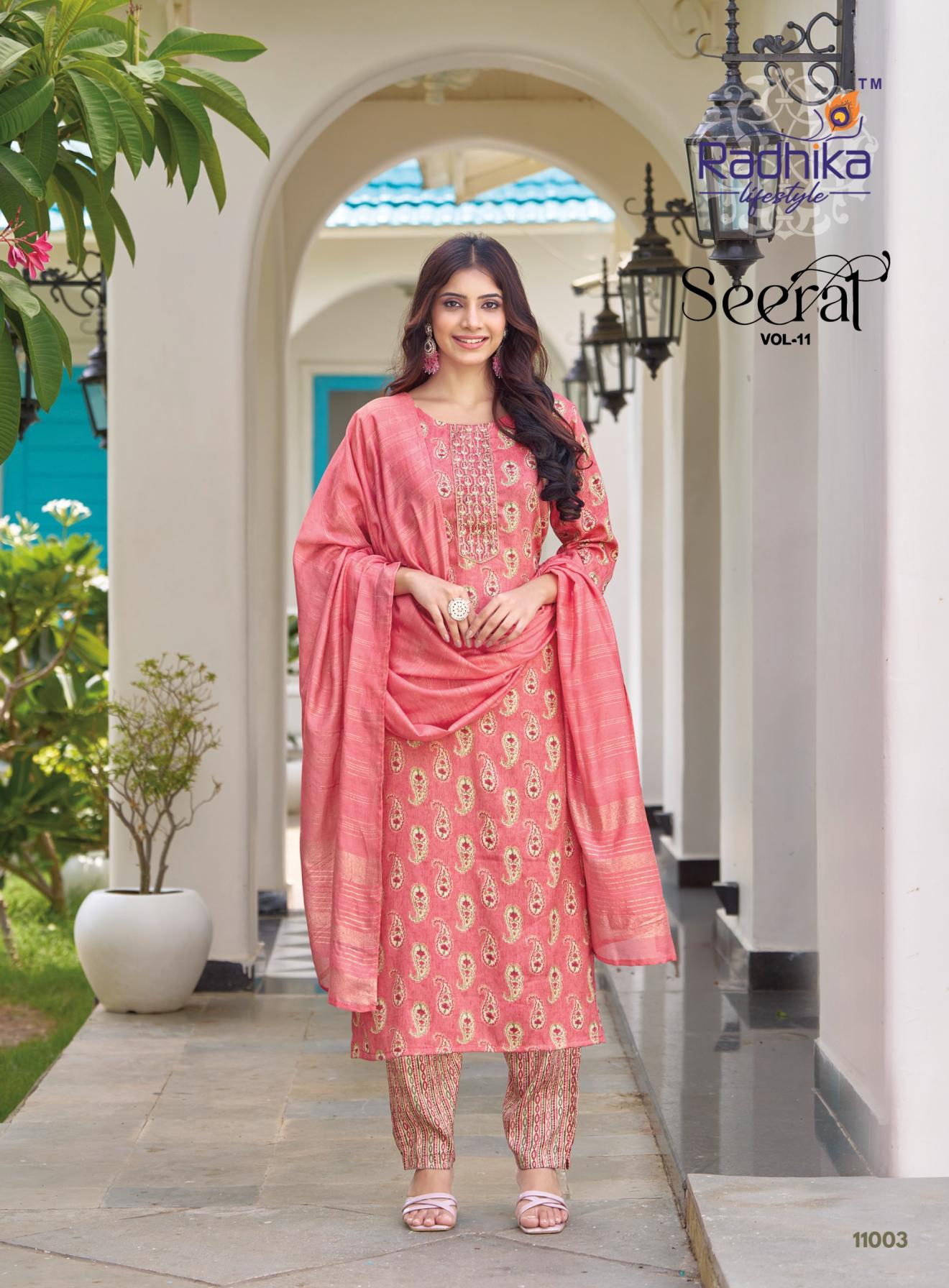 SEERAT VOL 11 BY RADHIKA LIFESTYLE RAYON CAPSULE PLUS SIZE FULL STITCH 3PCS DRESS