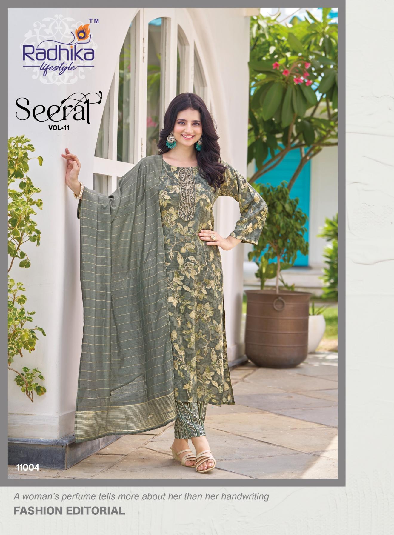 SEERAT VOL 11 BY RADHIKA LIFESTYLE RAYON CAPSULE PLUS SIZE FULL STITCH 3PCS DRESS