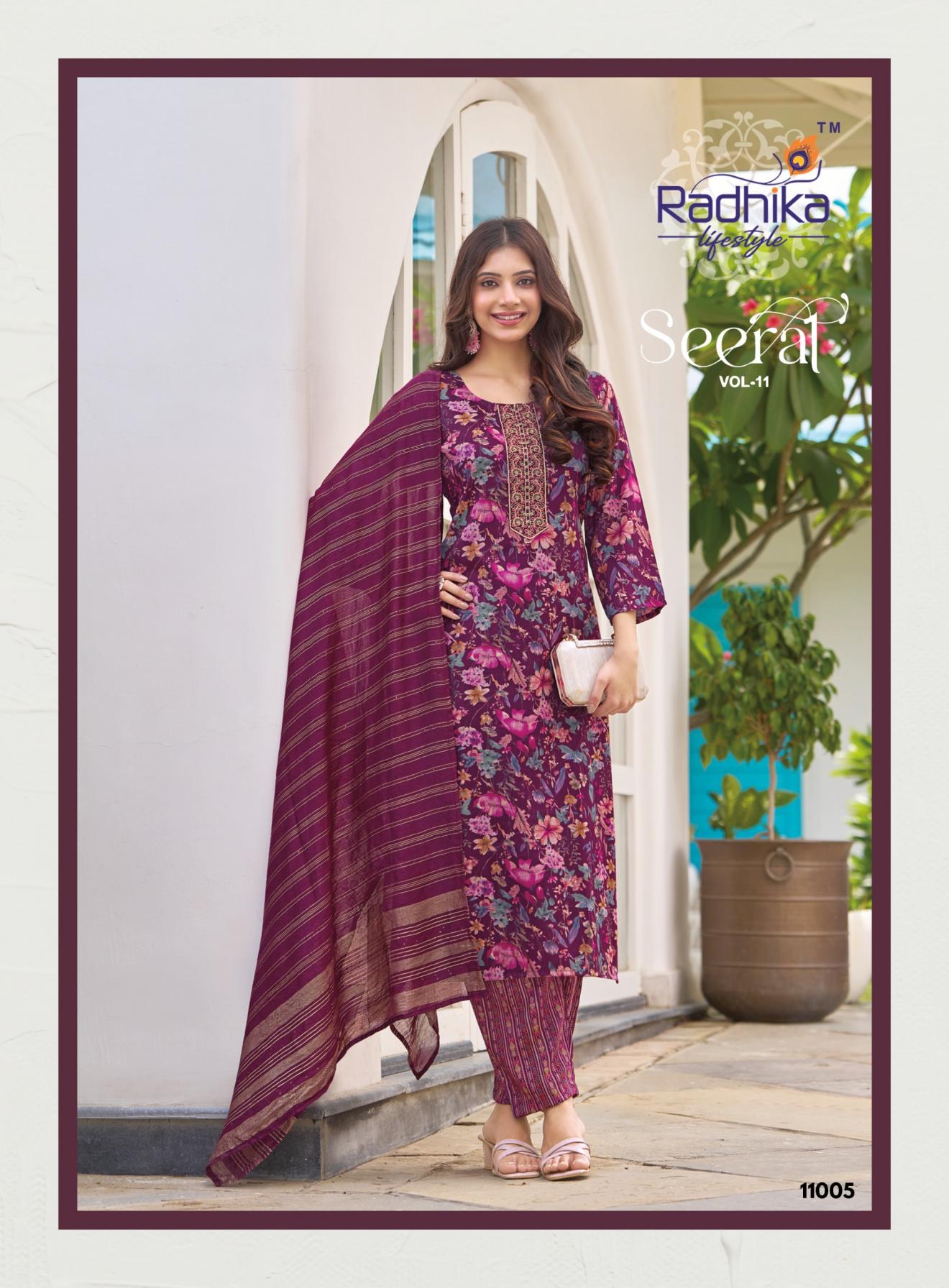 SEERAT VOL 11 BY RADHIKA LIFESTYLE RAYON CAPSULE PLUS SIZE FULL STITCH 3PCS DRESS