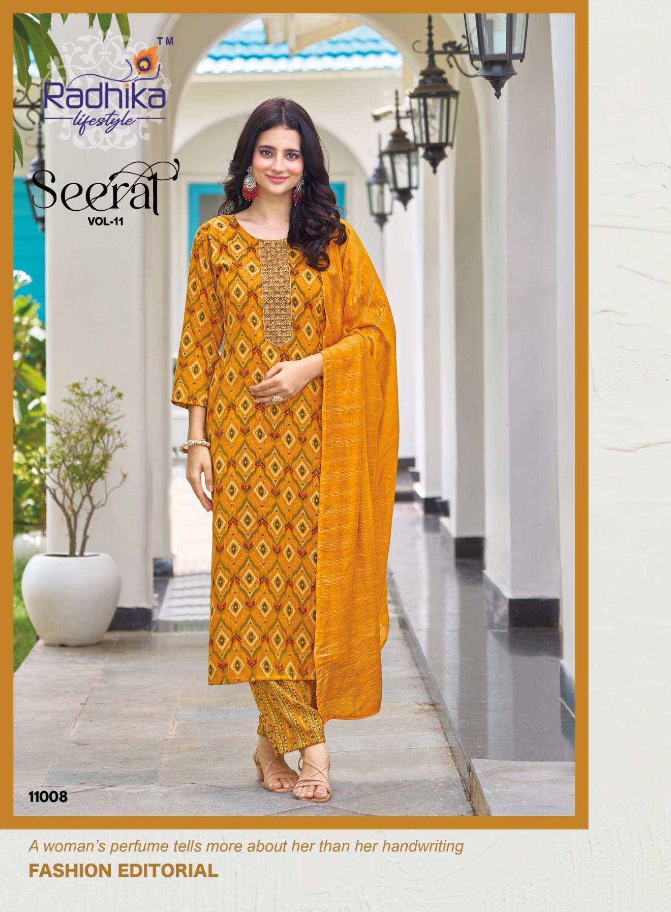 SEERAT VOL 11 BY RADHIKA LIFESTYLE RAYON CAPSULE PLUS SIZE FULL STITCH 3PCS DRESS