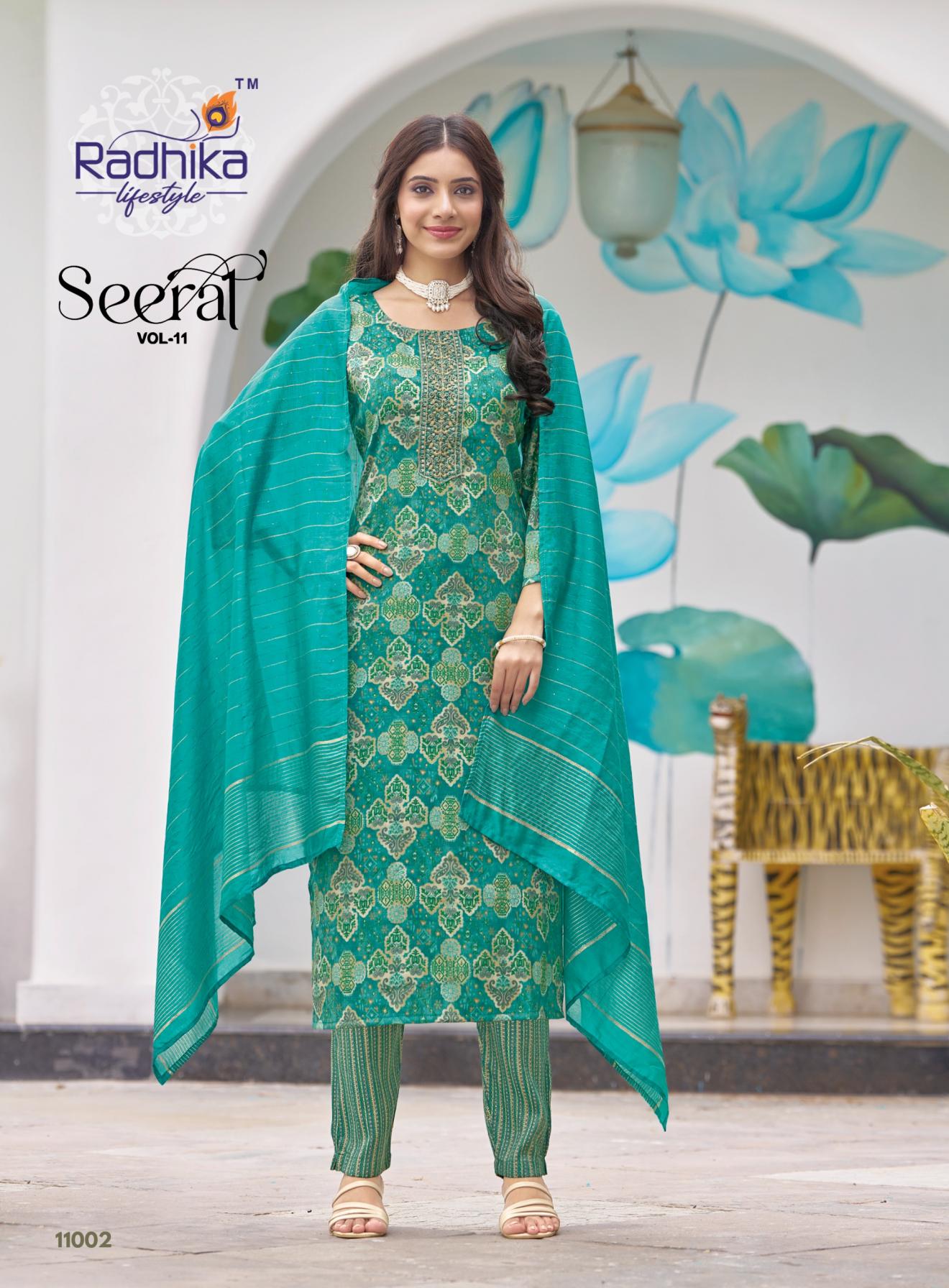 SEERAT VOL 11 BY RADHIKA LIFESTYLE RAYON CAPSULE PLUS SIZE FULL STITCH 3PCS DRESS