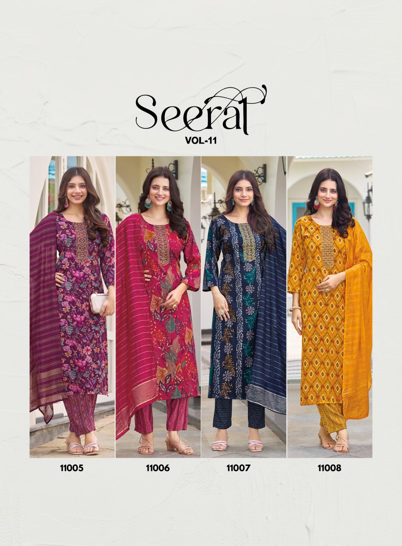 SEERAT VOL 11 BY RADHIKA LIFESTYLE RAYON CAPSULE PLUS SIZE FULL STITCH 3PCS DRESS