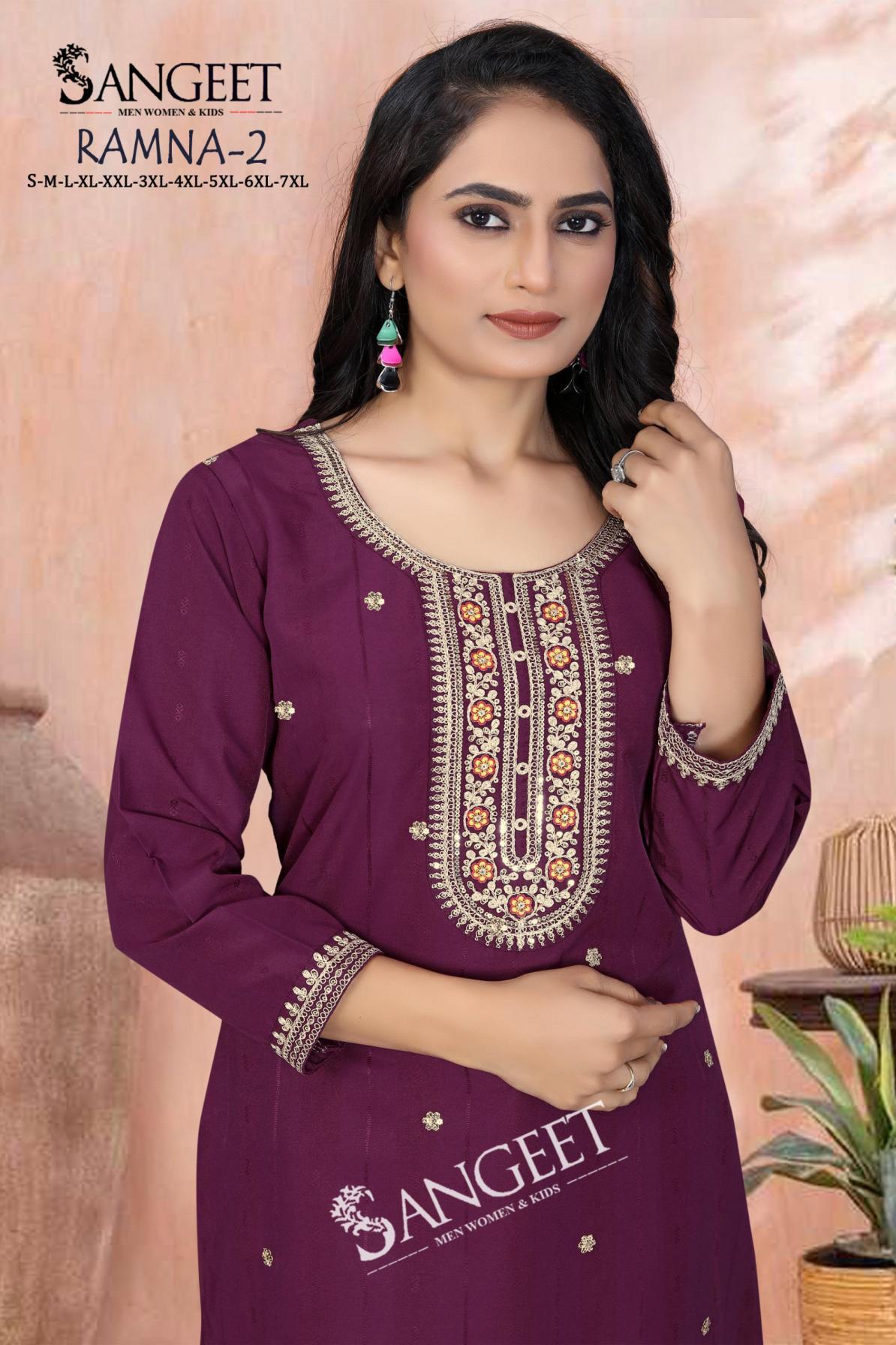 RAMNA VOL 2 RAYON STYLISH LOOK FULLY STITCH SHORT KURTIS  