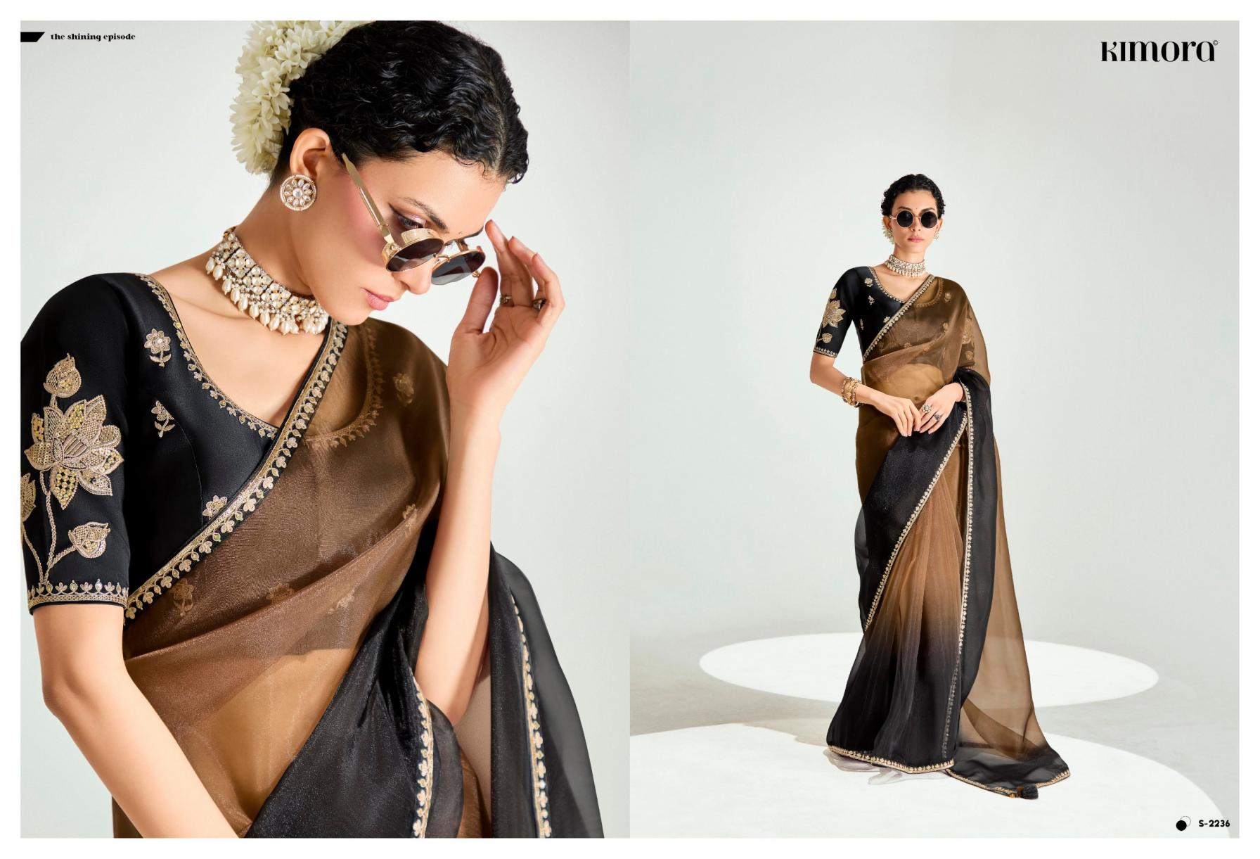 KIMORA RANGREZ PARTY WEAR ORGANZA TISSUE SAREES ONLINE 