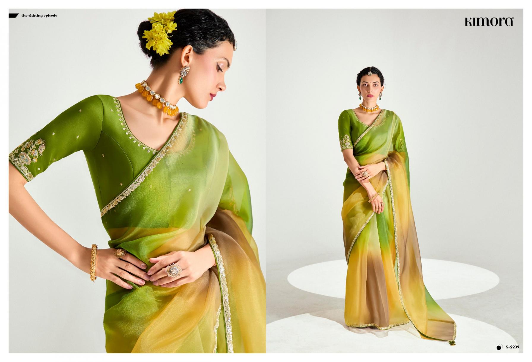 KIMORA RANGREZ PARTY WEAR ORGANZA TISSUE SAREES ONLINE 