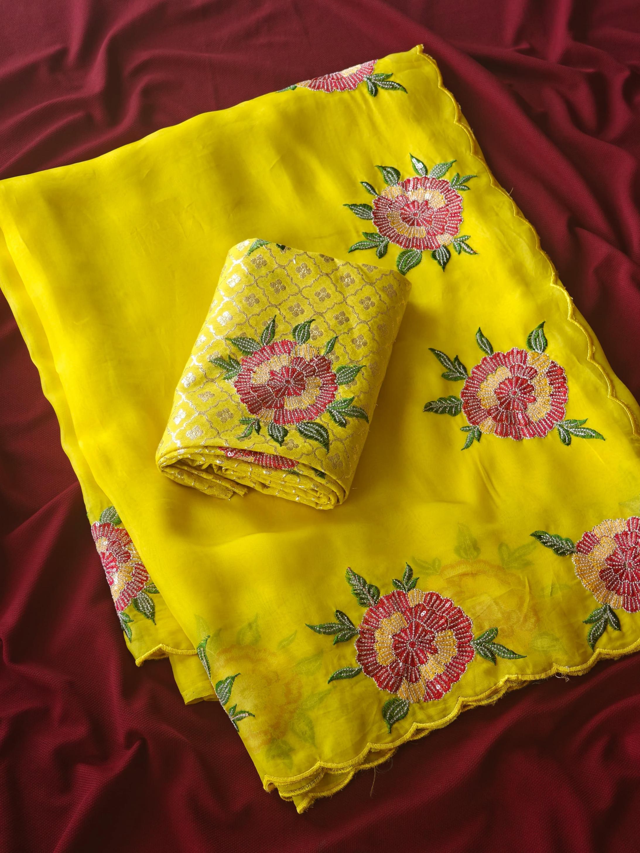 SAVAN ORGANZA SEQUENCE WORK DESIGNER SAREES 