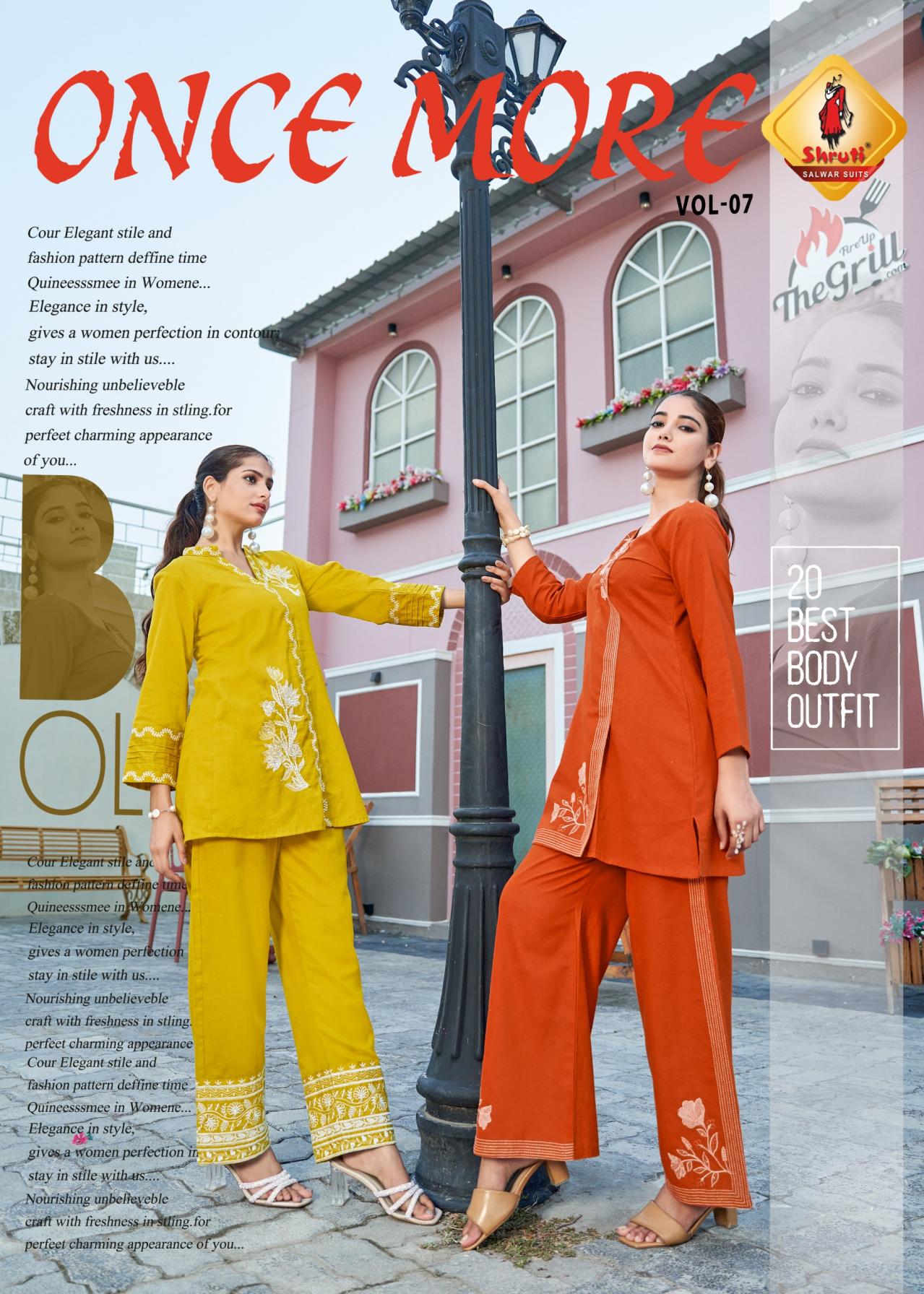 ONCE MORE VOL 7 BY SHRUTI SUIT COTTON VISCOSE FLEX FULL STITCH PLUS SIZE CO-ORD SET 