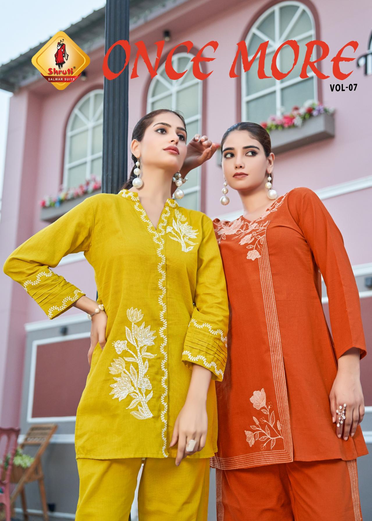 ONCE MORE VOL 7 BY SHRUTI SUIT COTTON VISCOSE FLEX FULL STITCH PLUS SIZE CO-ORD SET 