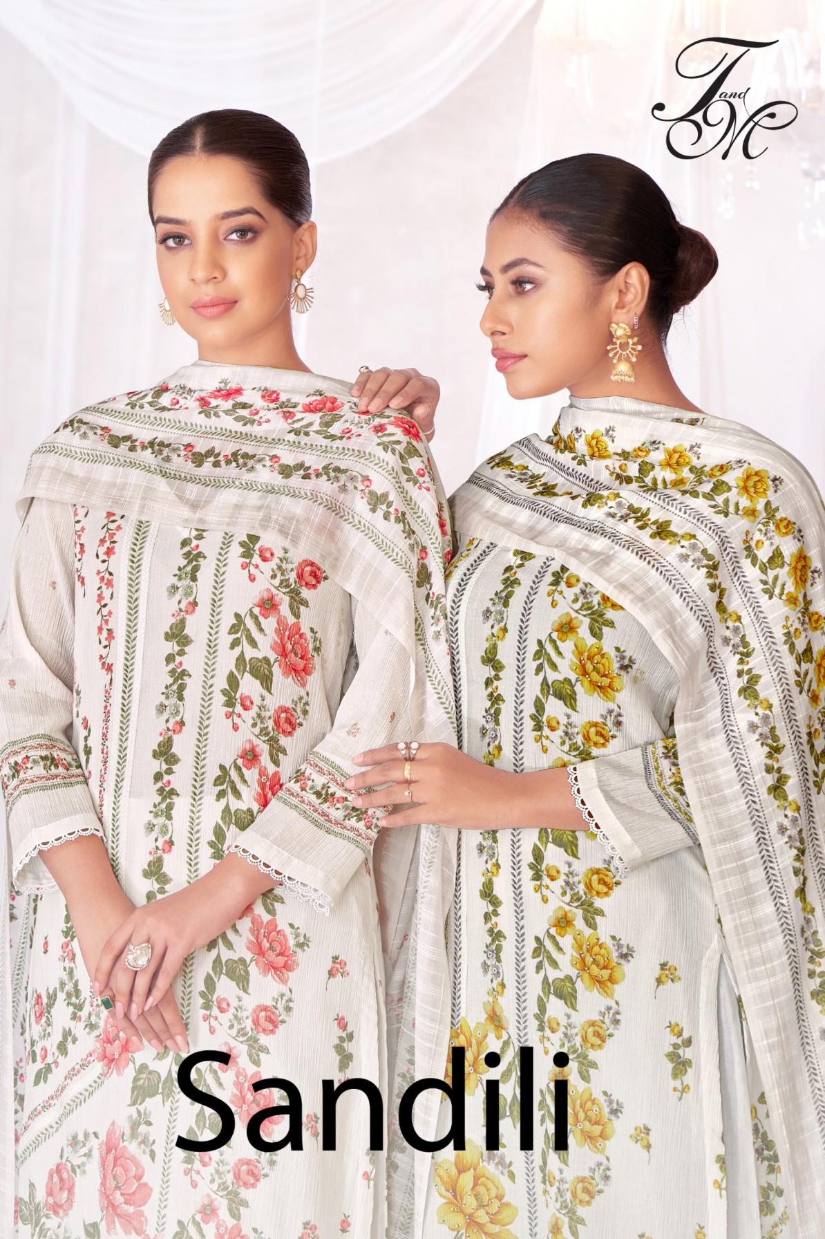 SANDILI BY T&M COTTON CRUSH ELEGANCE STYLE UNSTITCH 3PCS DRESS