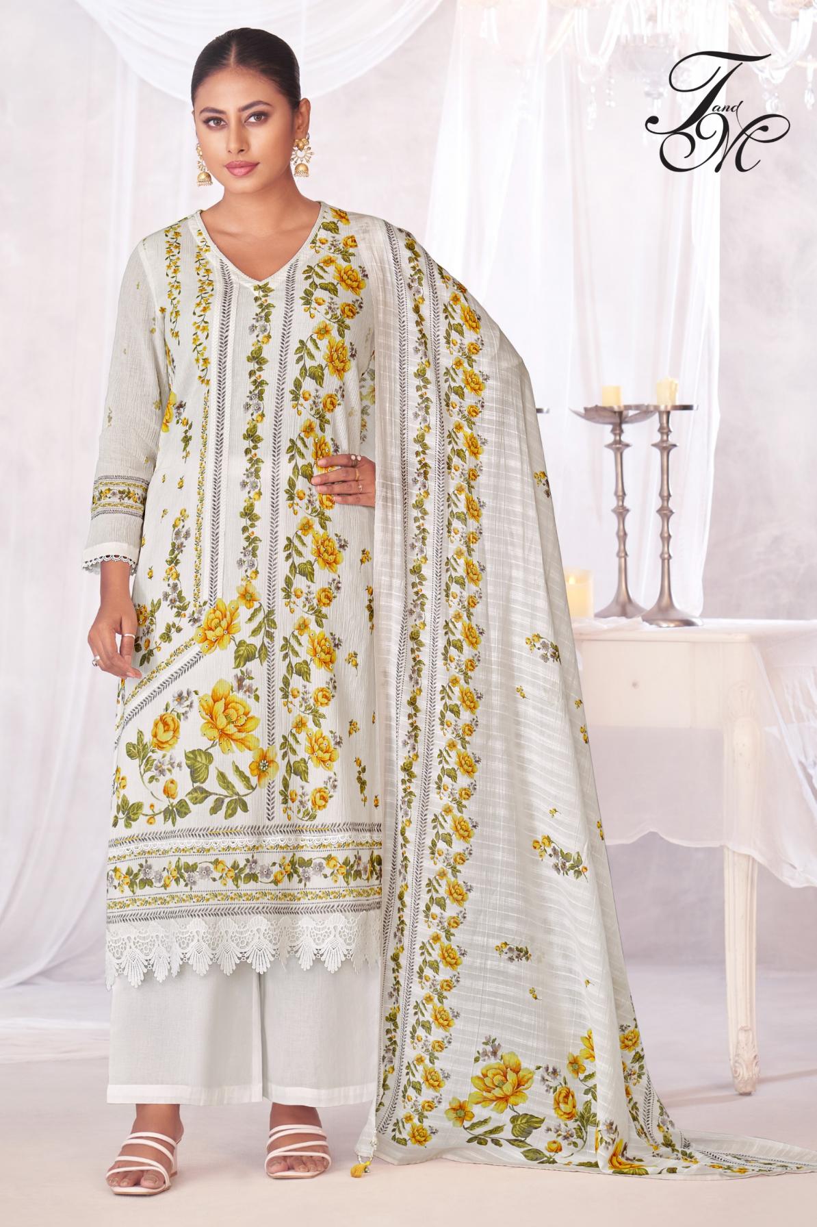 SANDILI BY T&M COTTON CRUSH ELEGANCE STYLE UNSTITCH 3PCS DRESS